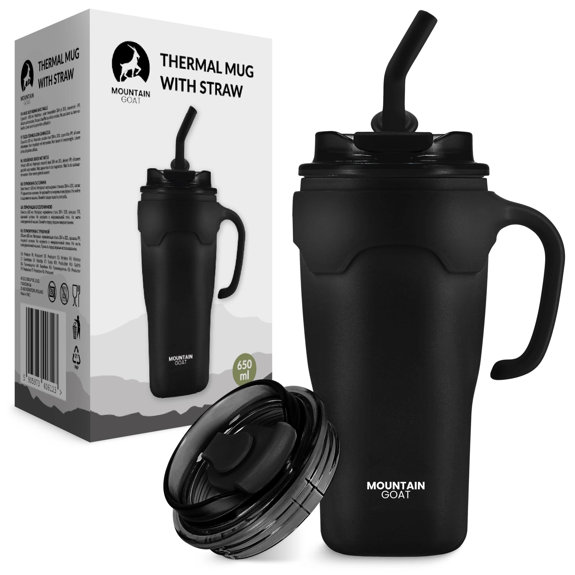 Kubek termiczny ze słomką 650 ml