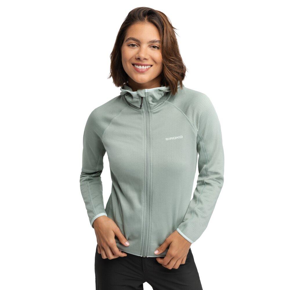 Damska lekka trekkingowa kurtka polarowa z kapturem Siroko Ember Green