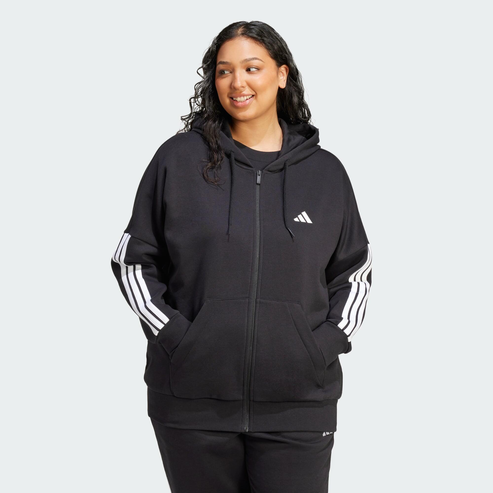 Bluza Essentials 3-Stripes Full-Zip Fleece Hoodie (Plus Size)