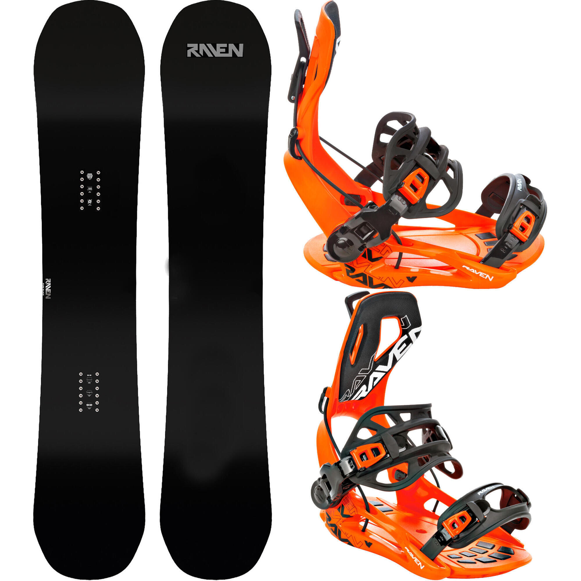 Zestaw Deska snowboardowa Raven Pure Black + Wiązania Raven FT360