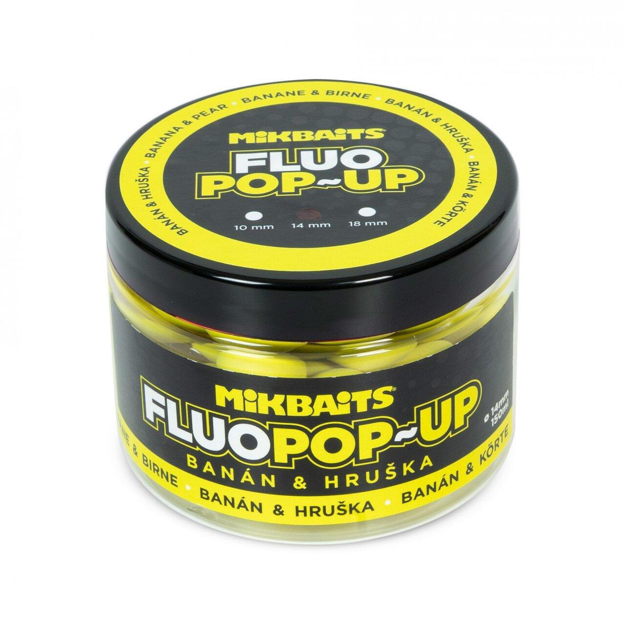 Przynęta Kulki Mikbaits Pop-Up Fluo Boilies 150Ml - Banan-Gruszka 14Mm