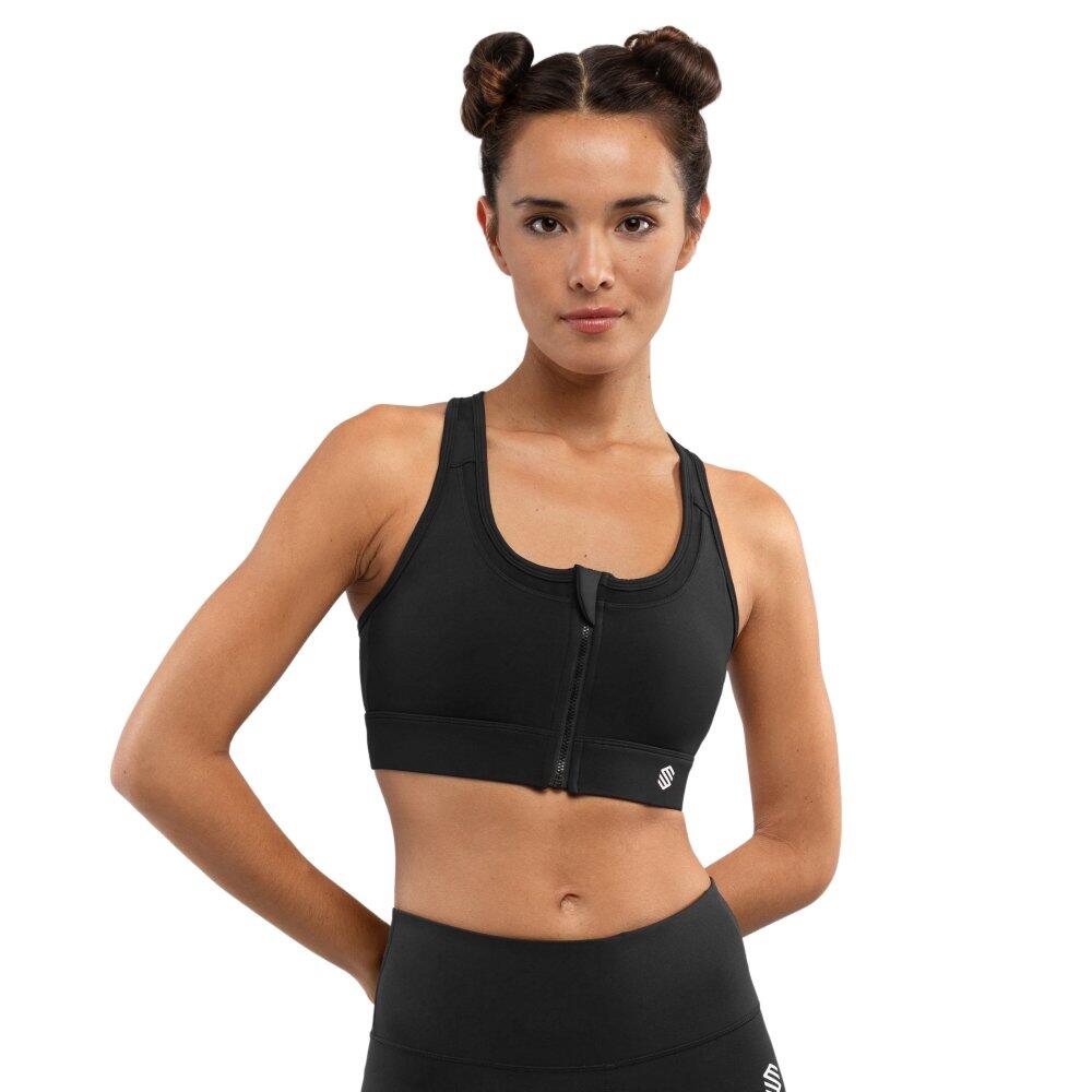 Stanik sportowy fitness damski - Wysokie wsparcie Squat Black