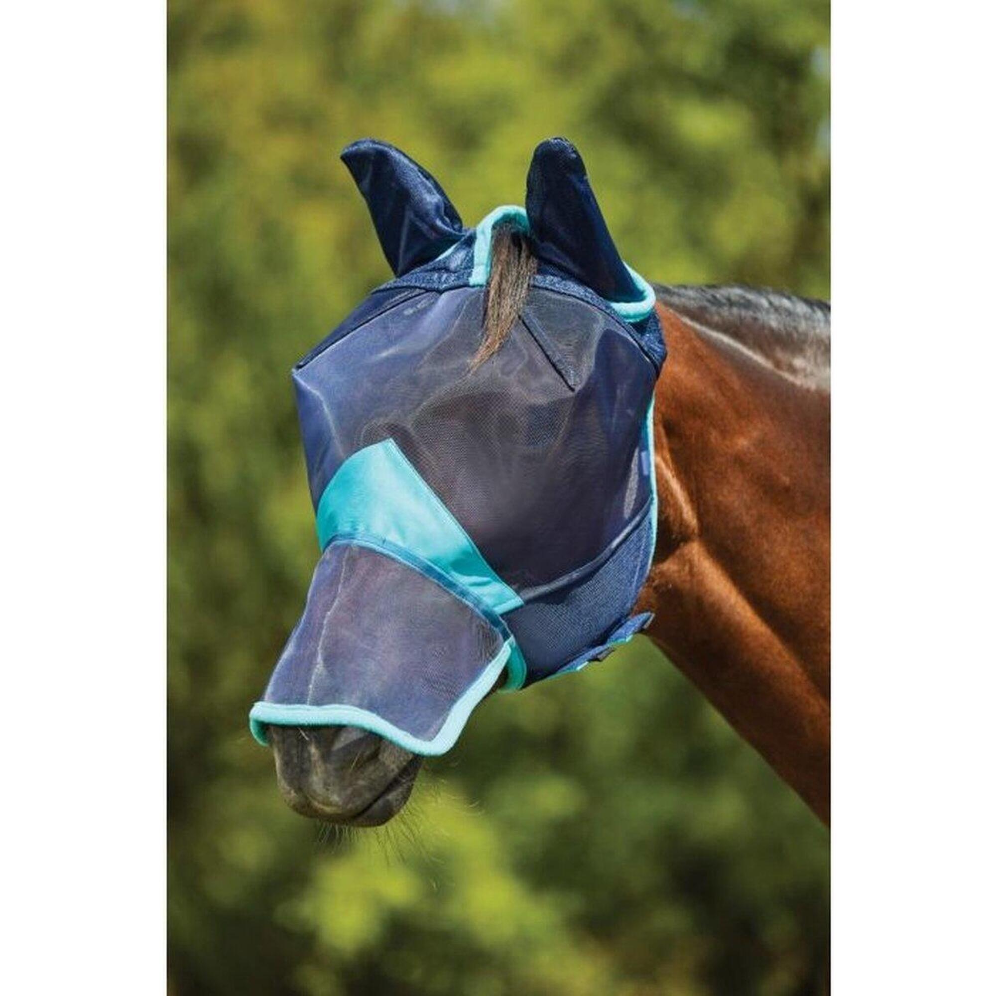 Maska przeciw muchom dla koni z drobnej siateczki, zakrywająca uszy i nos Weathe