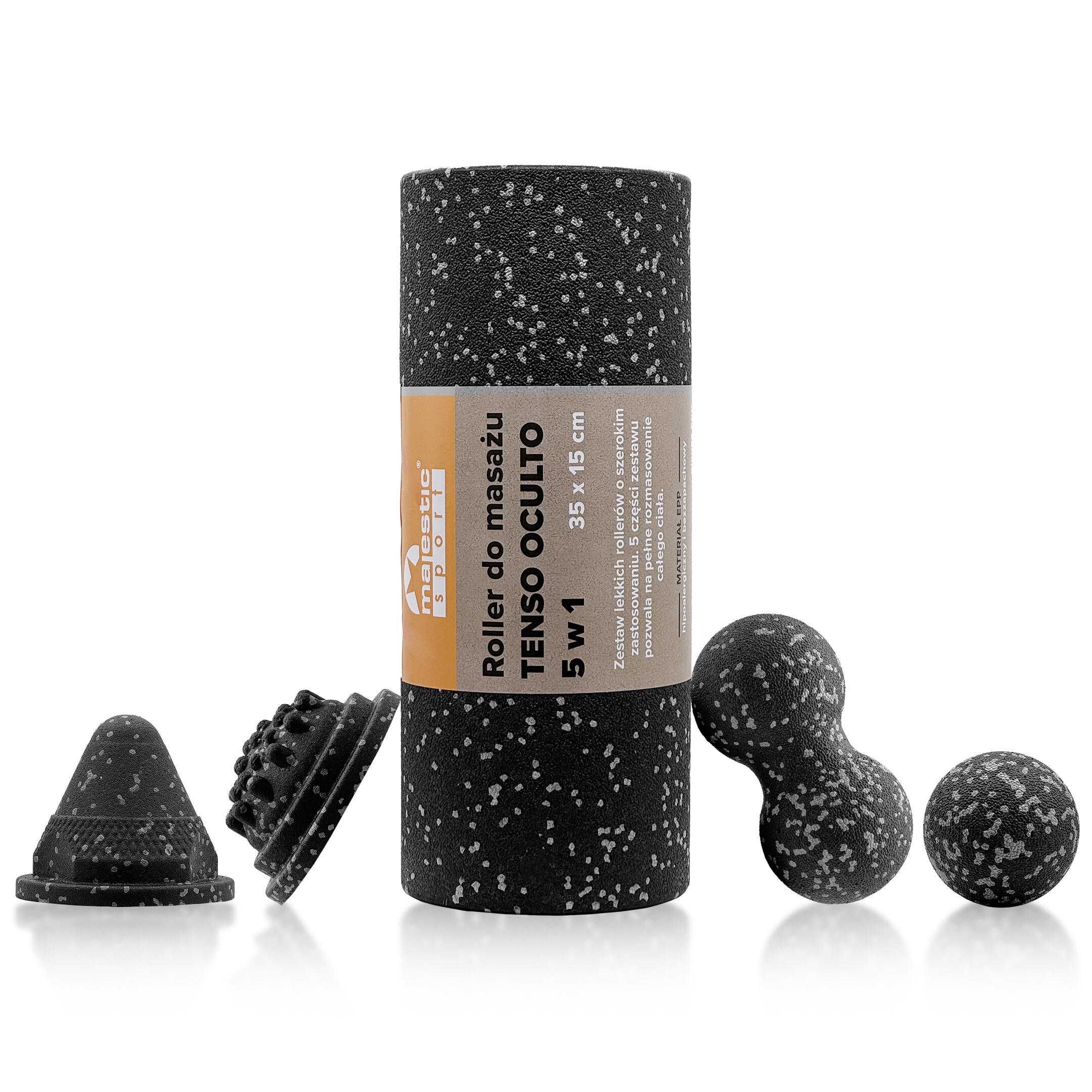Zestaw do masażu Majestic Sport TENSO EPP 5w1 Roller Piłka Duoball Stożek Jeżyk