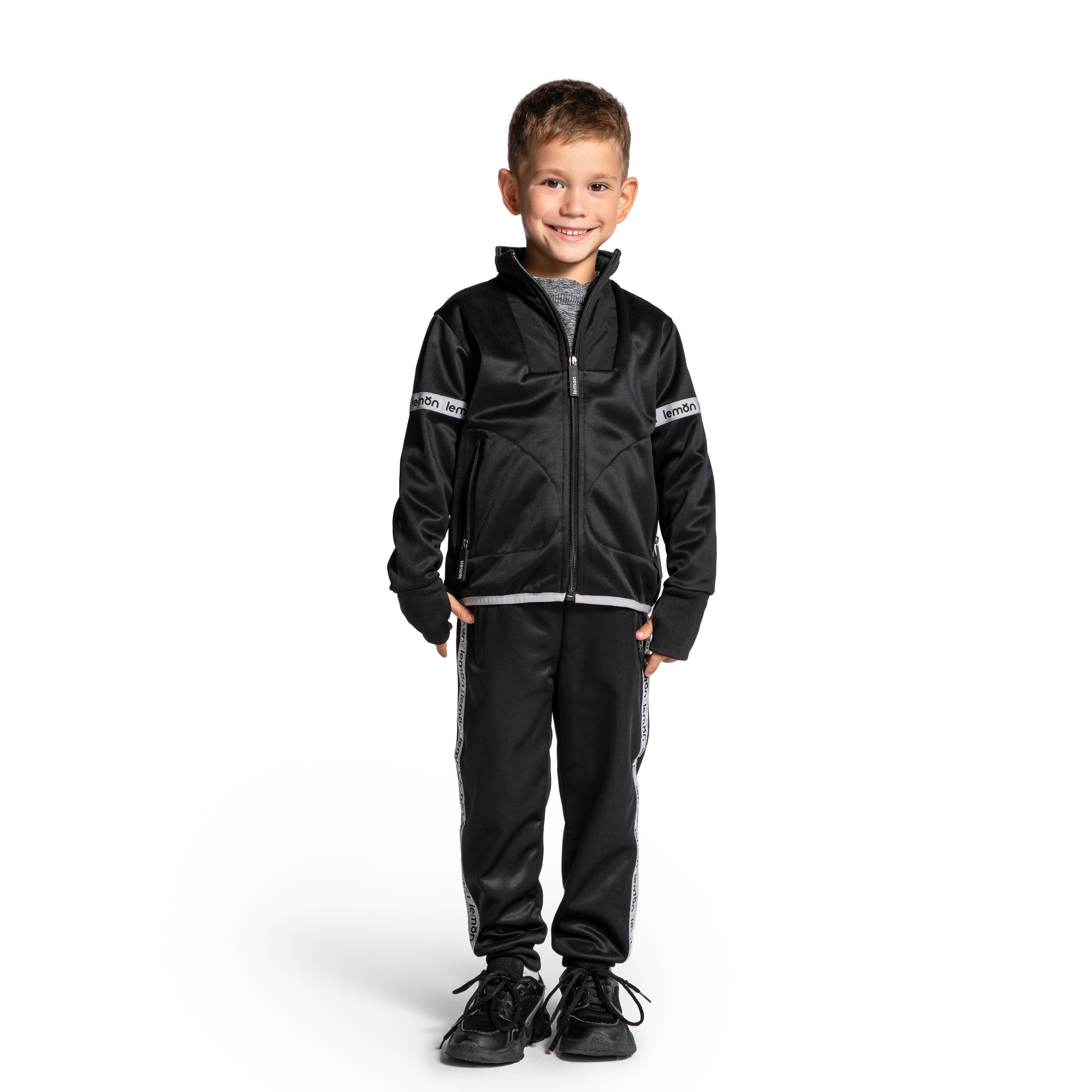Spodnie Dresowe Dziecięce Polarowe Outdoor Lemon Explore ZL4 czarne