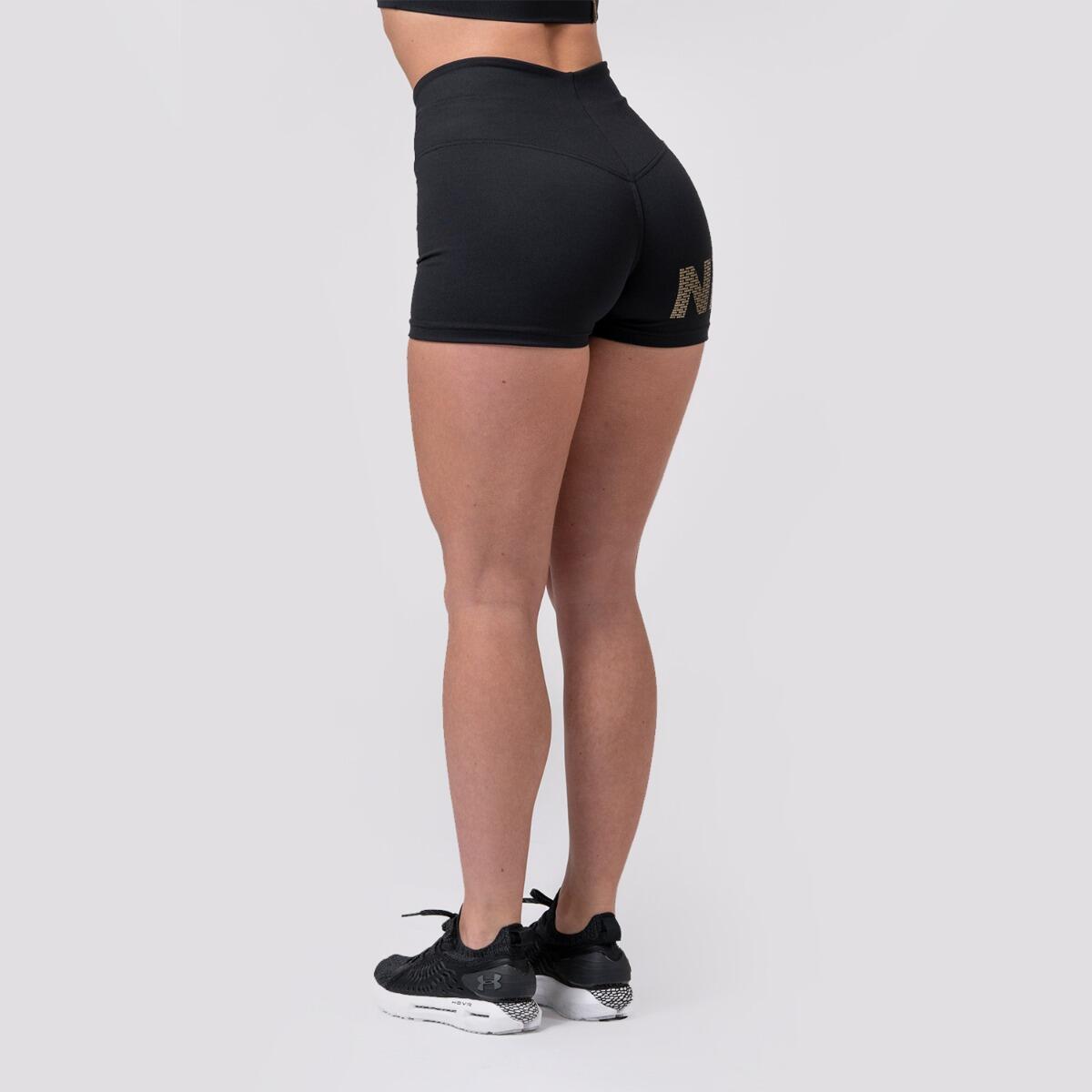 Legginsy fitness krótkie damskie Nebbia Intense Gold Print Czarne