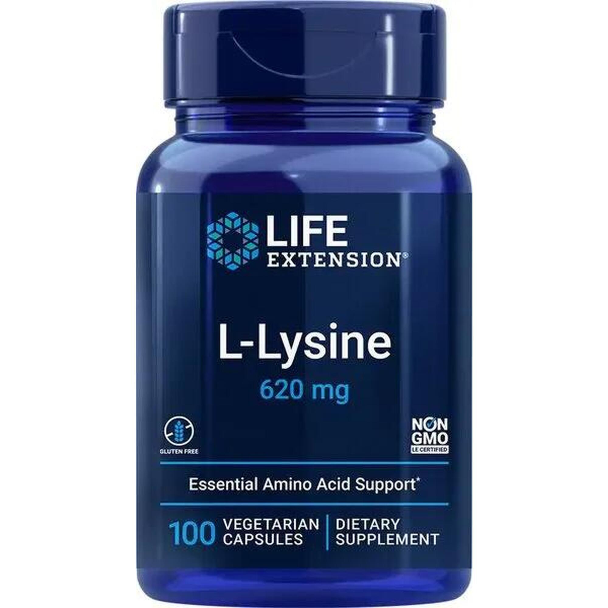 L-lizyna 620 mg Life Extension 100 kapsułek roślinnych