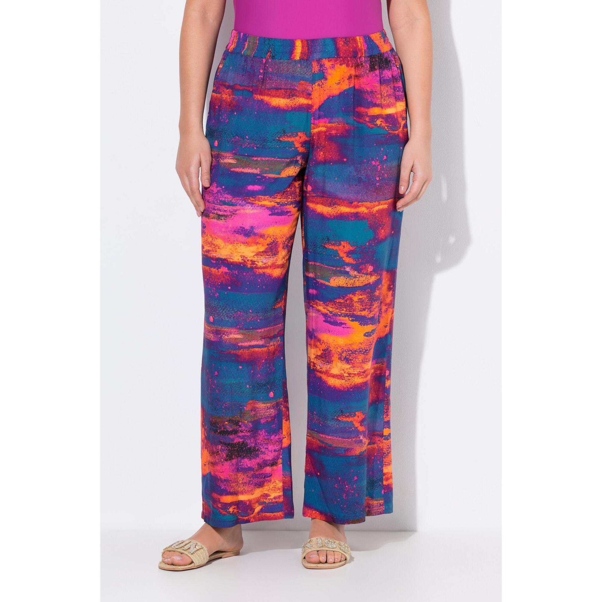 Damskie Spodnie palazzo szeroka prosta nogawka elastyczny pas