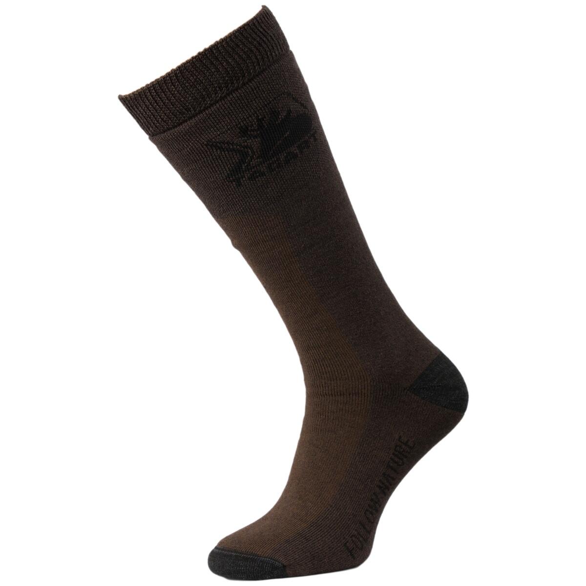 Skarpety myśliwskie Tagart Winter High brązowe wzmocnienia z Kevlaru