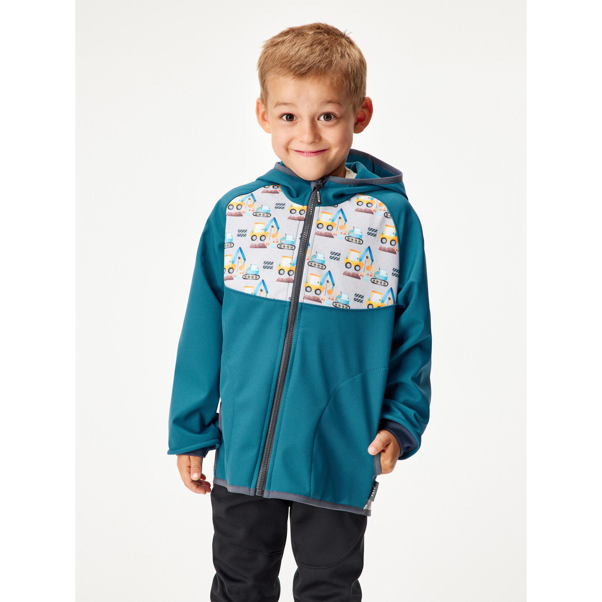 Kurtka softshellowa dziecięca z polarem Basic, Cobalt, Bagry