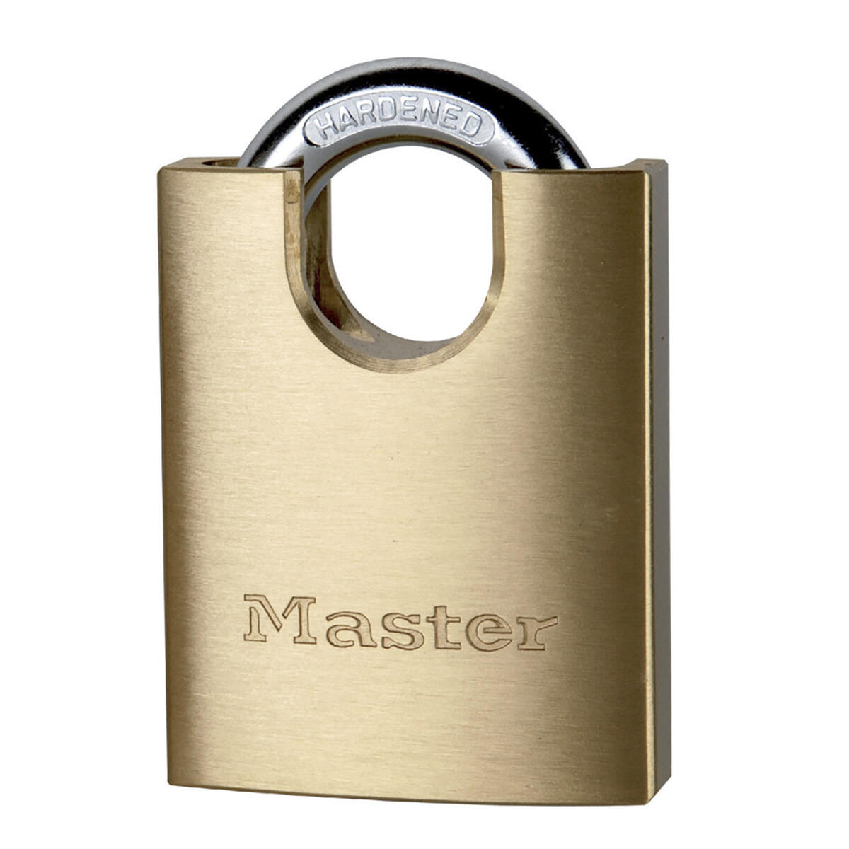 Kłódka na klucz Master Lock 2250EURD z zamykanym kabłąkiem, kolor złoty