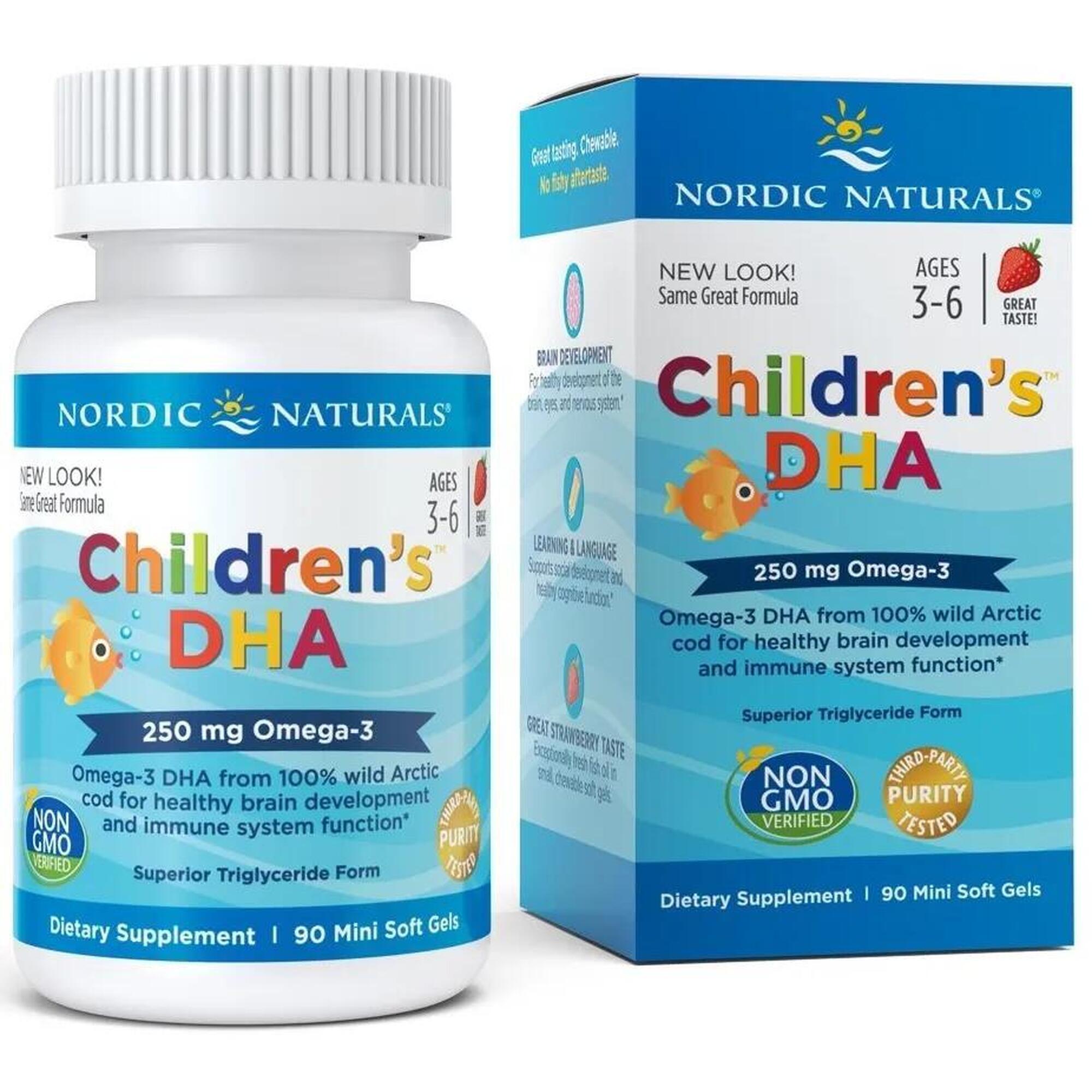 Kwasy DHA Children's DHA 250mg Nordic Naturals Truskawka 90 kapsułek