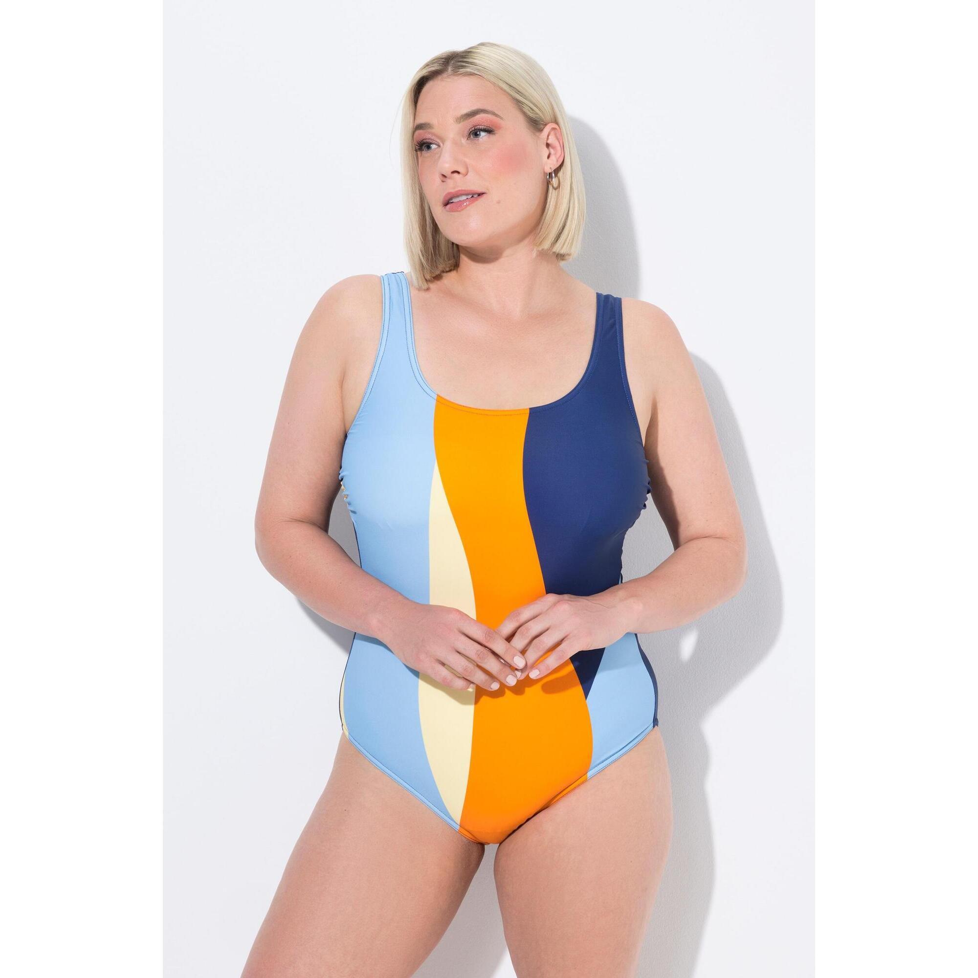 Damskie Strój kąpielowy szerokie kolorowe pasy bez miękkich miseczek