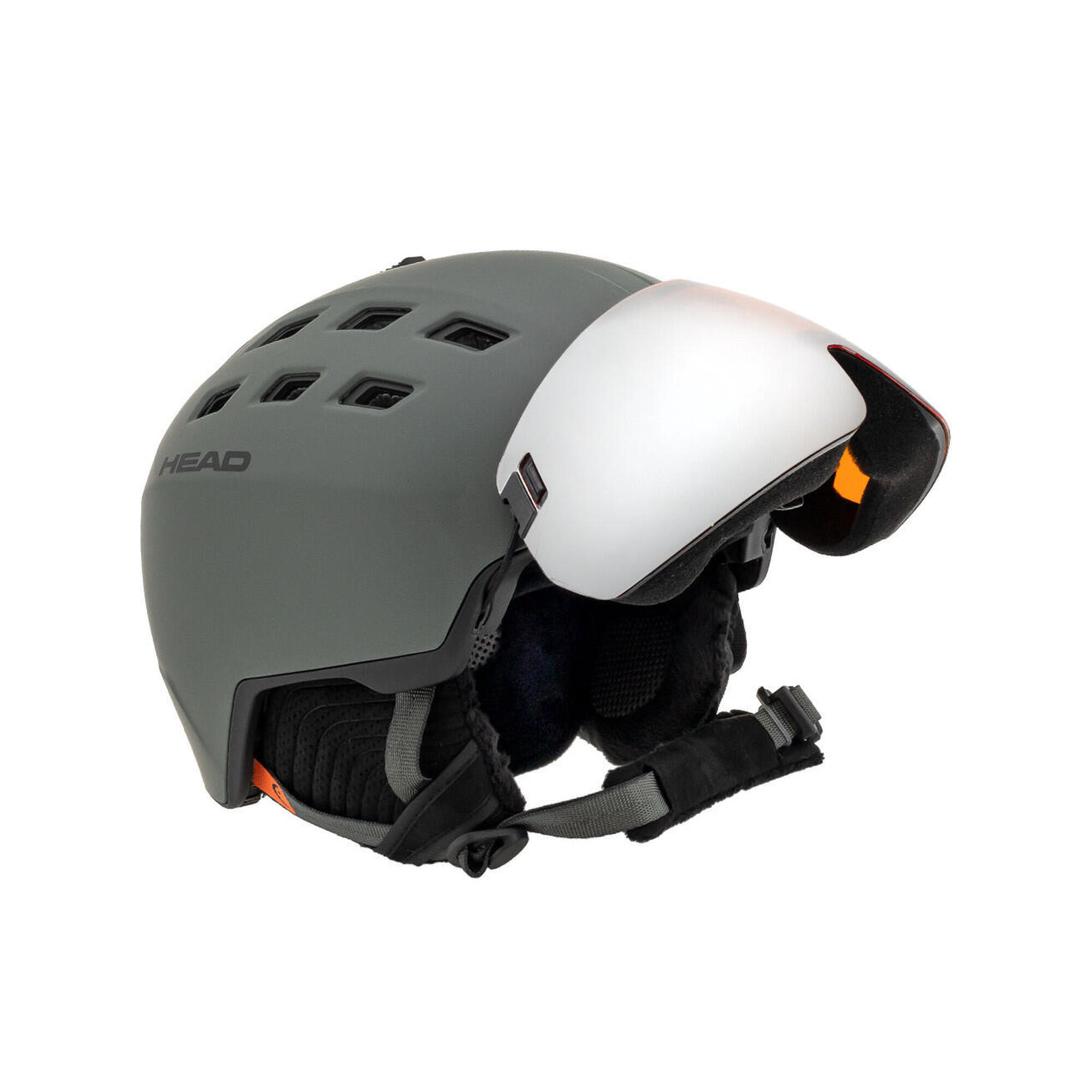 Kask narciarski męski z wbudowaną szybą HEAD RADAR nightgreen 2023