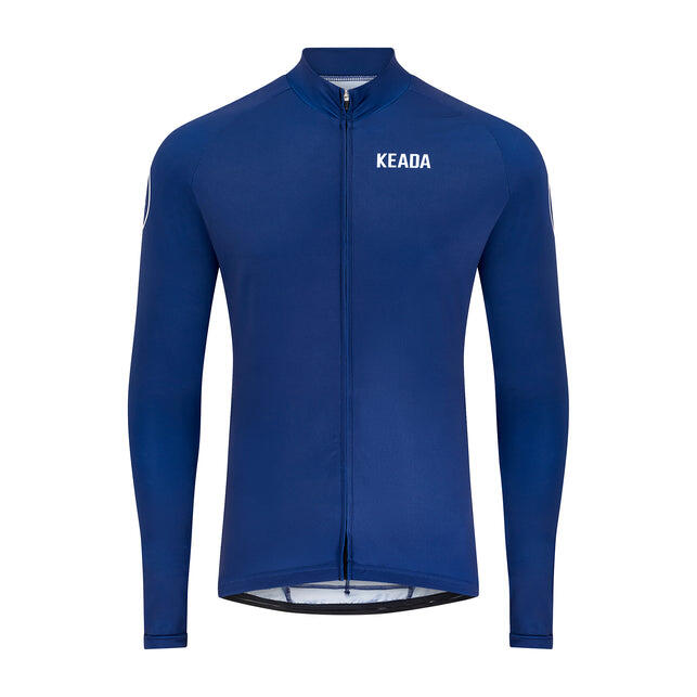 Męska koszulka kolarska z długim rękawem – Granatowa