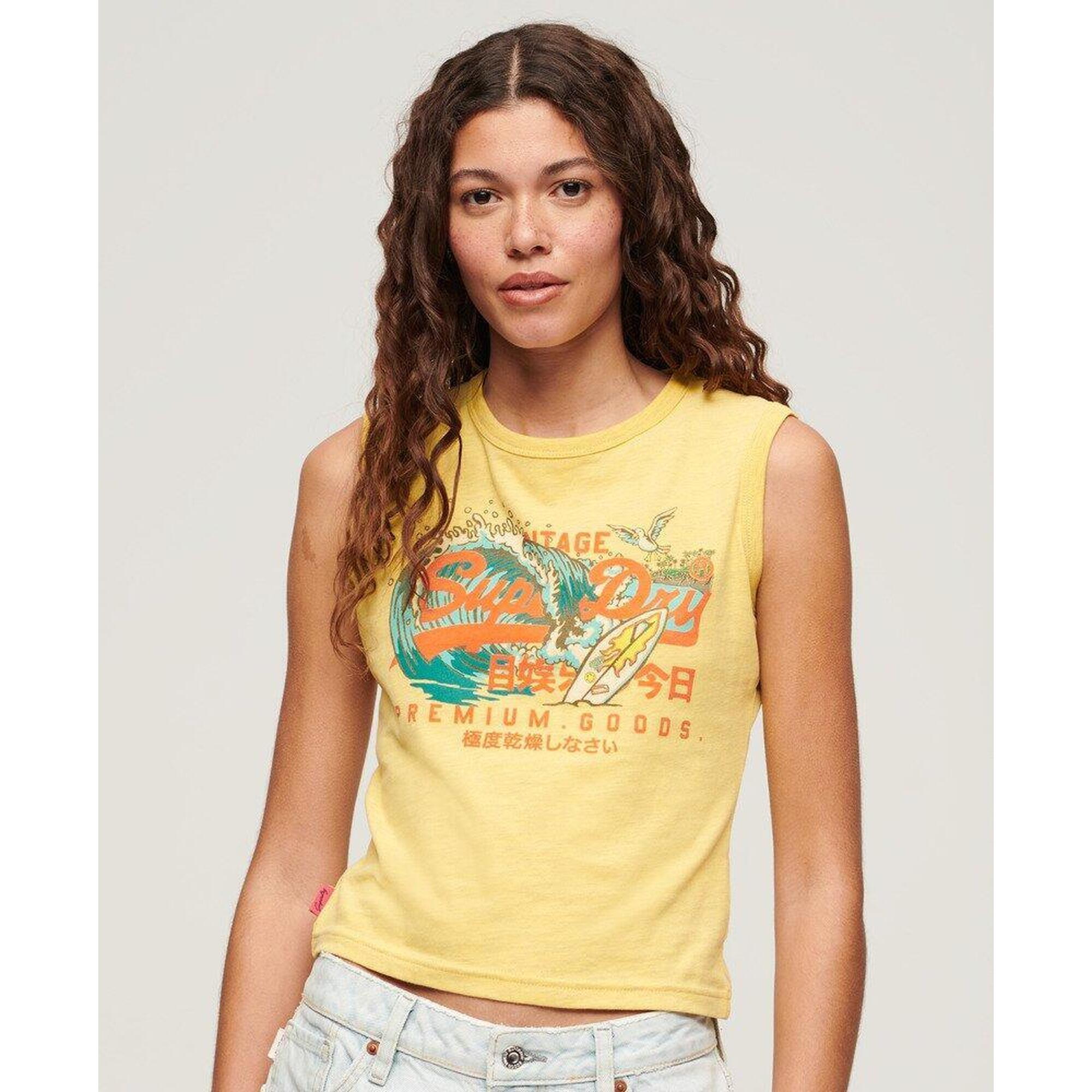 Koszulka bez rękawów Slim LA Vintage Logo Graphic od SUPERDRY