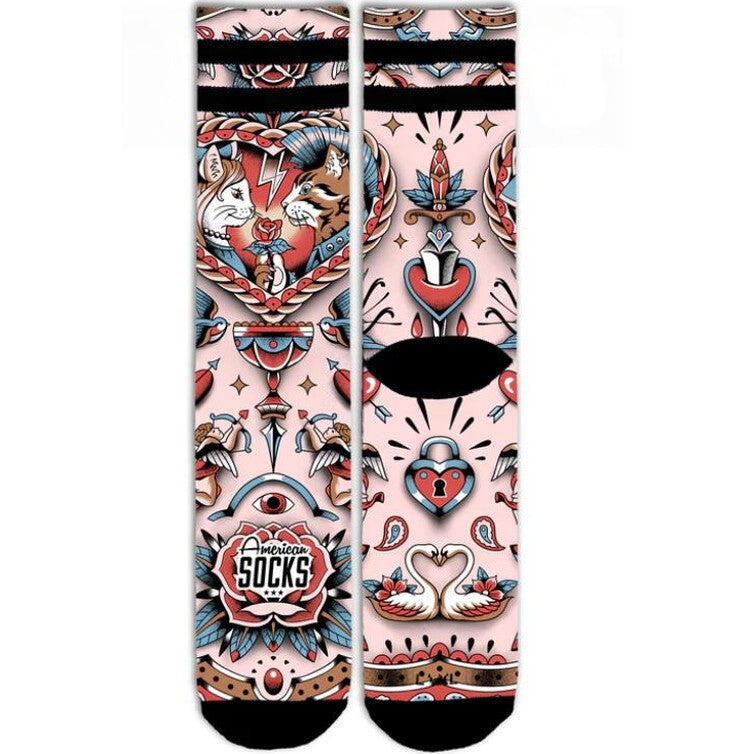 Skarpety American Socks Feline Hearts wielokolorowe