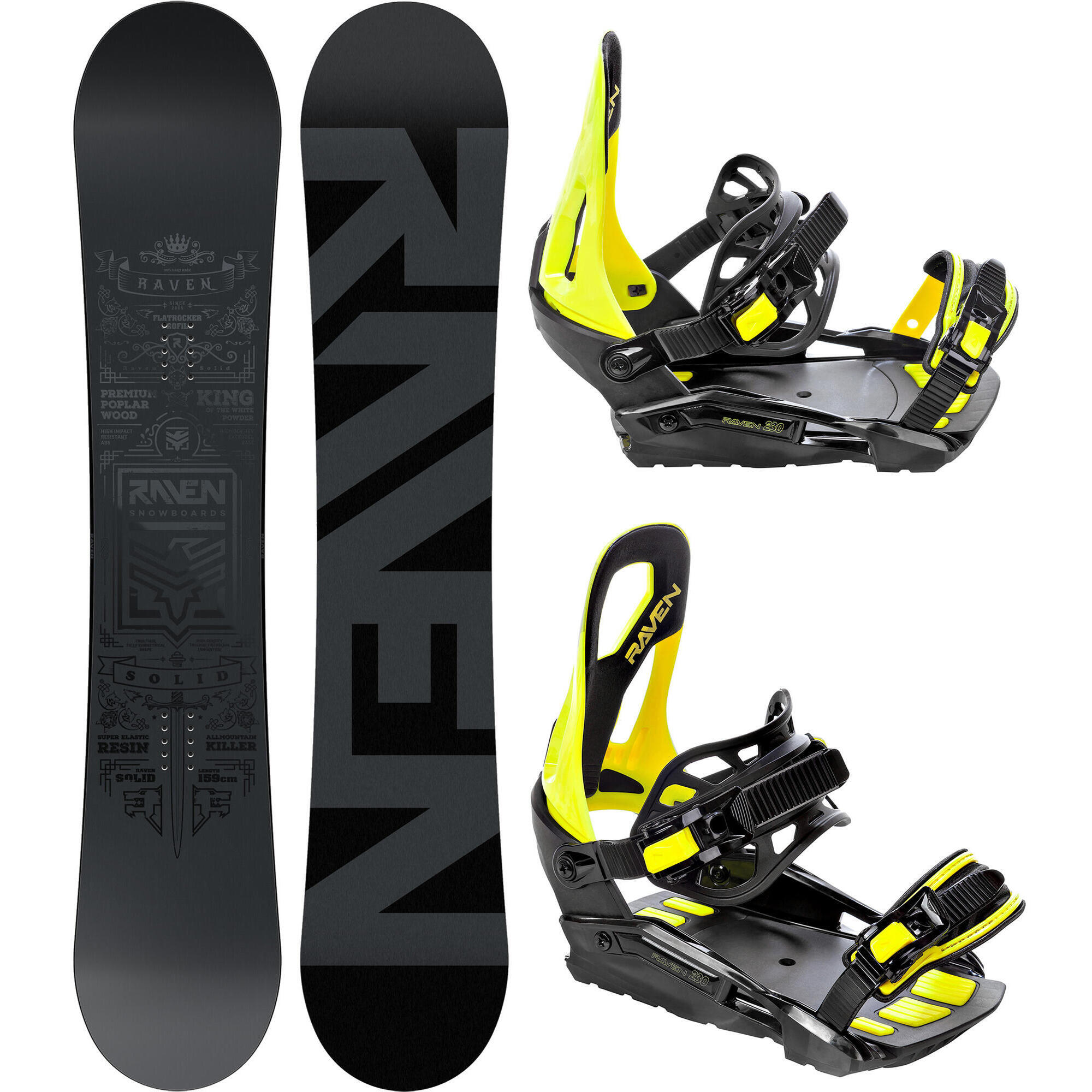 Zestaw Deska snowboardowa Raven Solid Steel + wiązania Raven s230