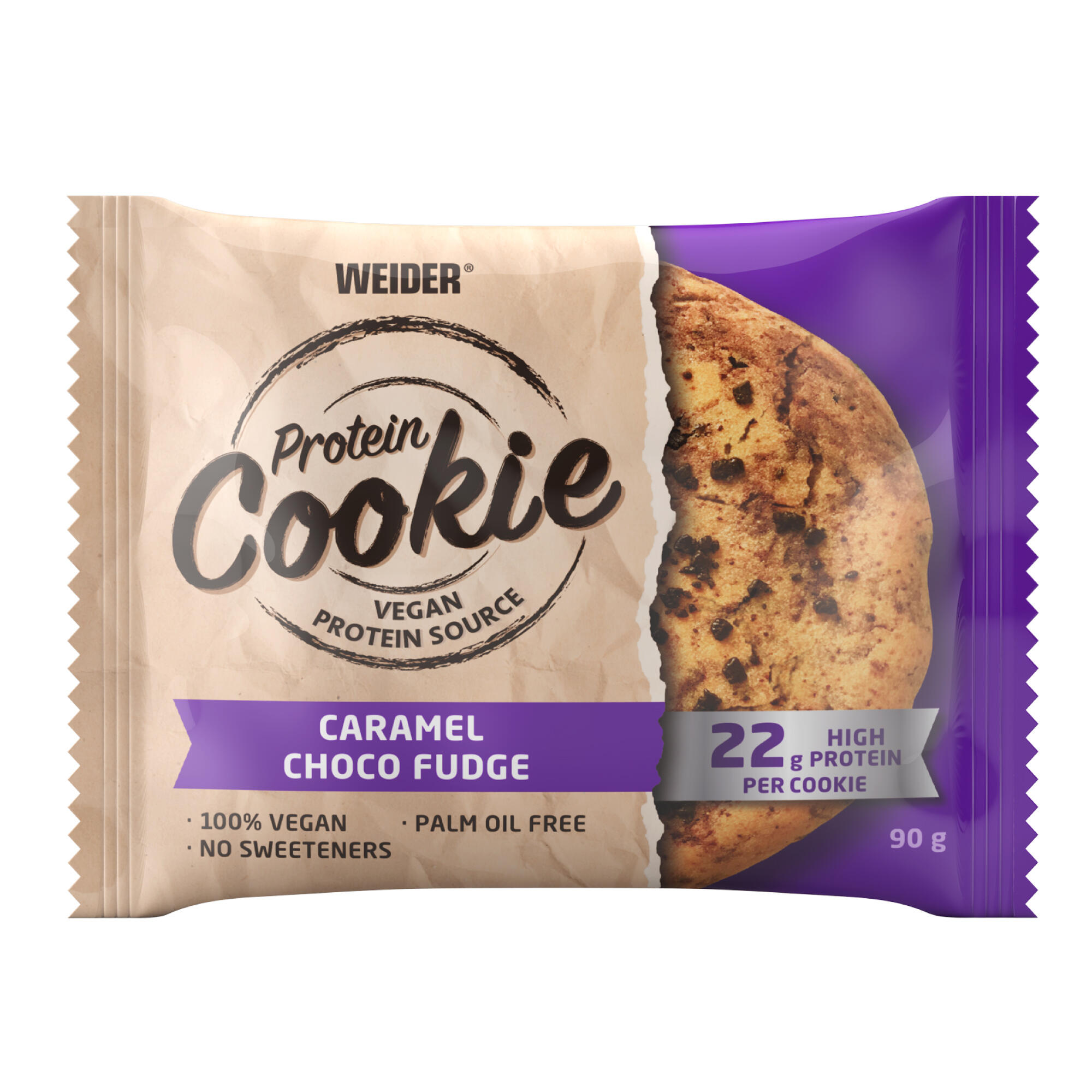 Ciastko cookie białkowe w 100% wegańskie Weider 90 g karmelowo-czekoladowe