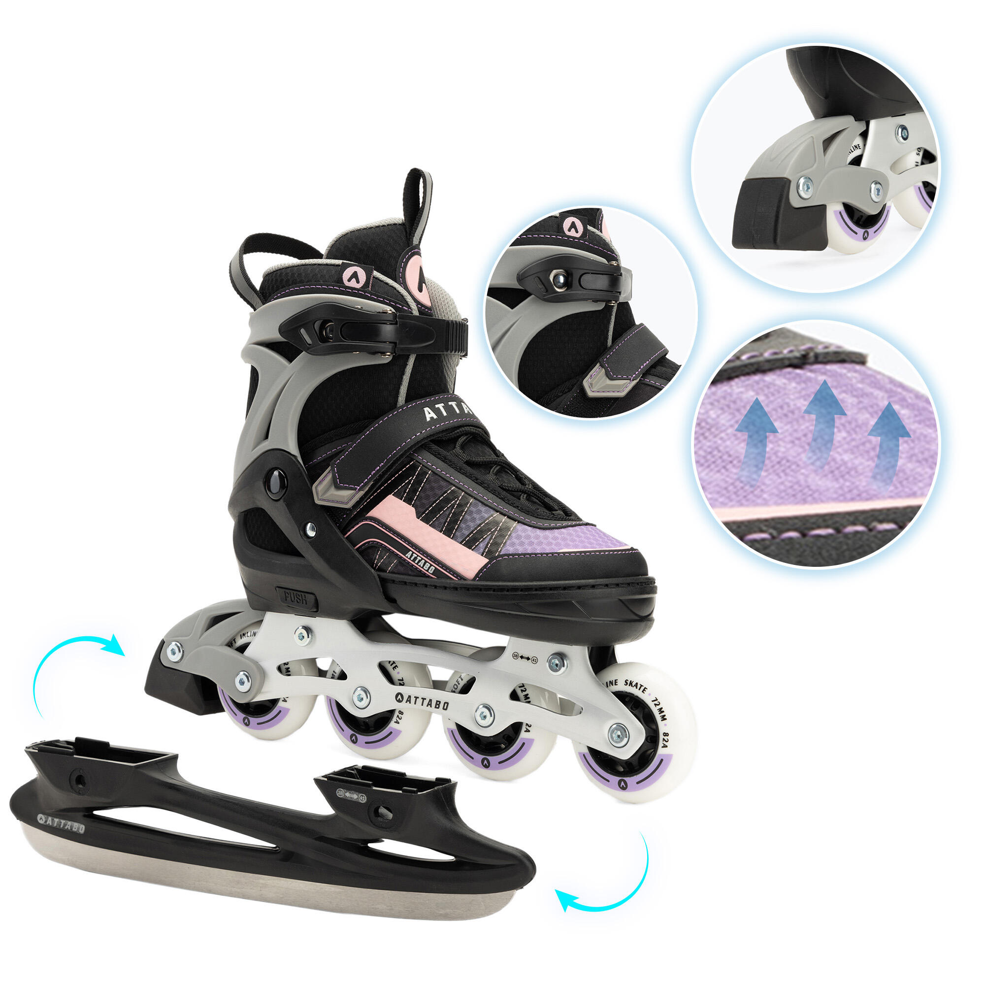 Łyżworolki dziecięce ATTABO Bladeroll 2 w 1 regulowane