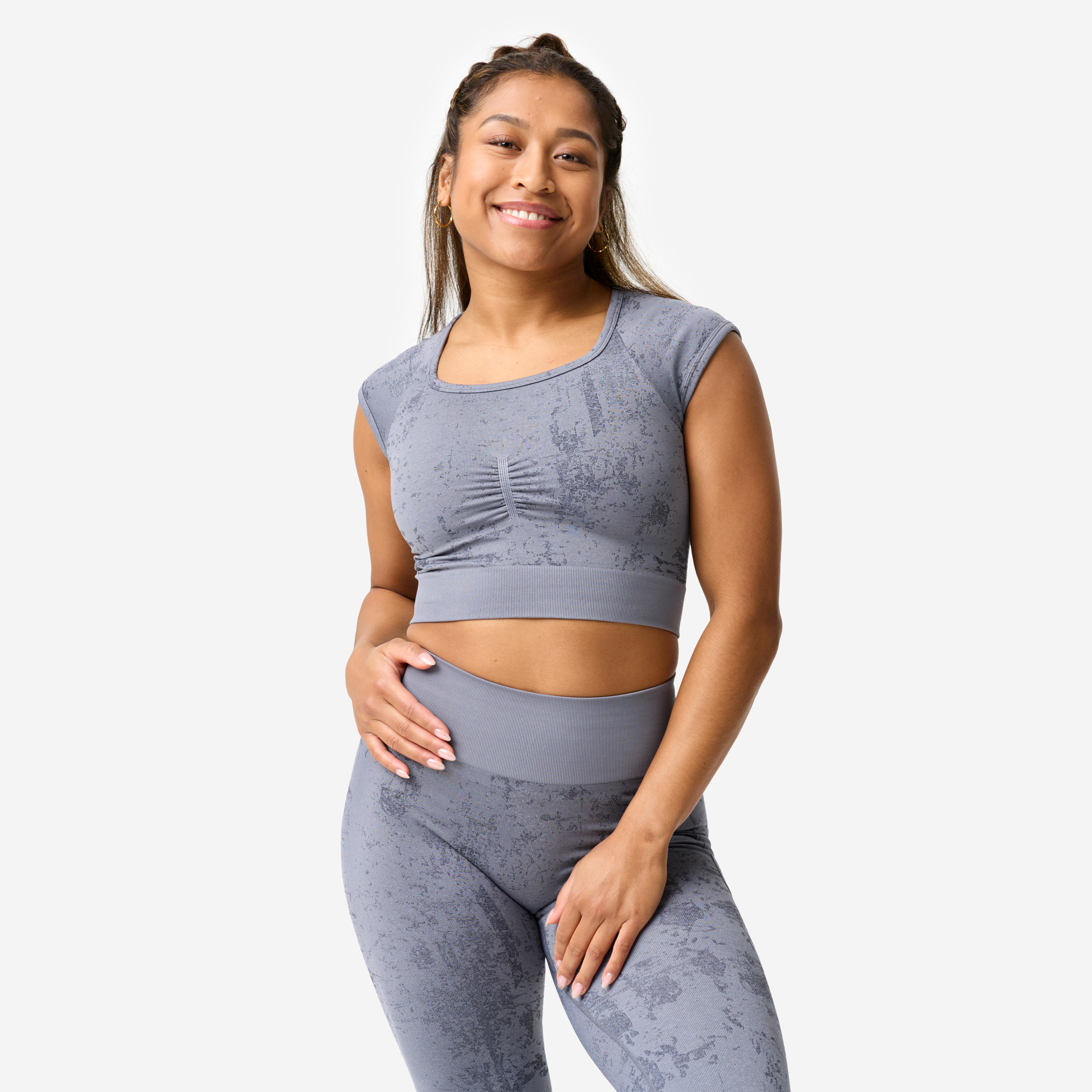 Koszulka fitness damska Domyos crop top seamless