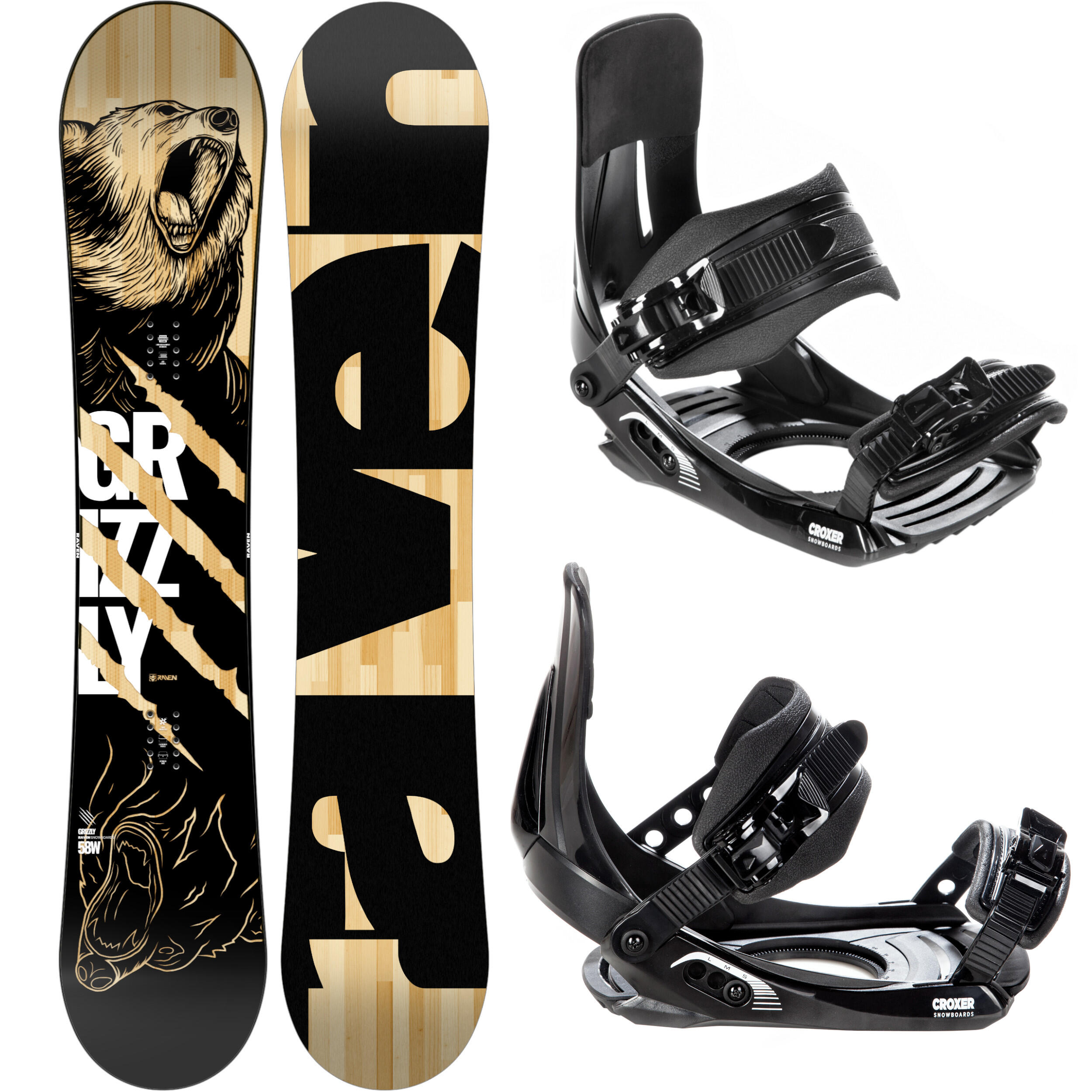 Zestaw Deska snowboardowa Raven Grizzly + wiązania Croxer MP180
