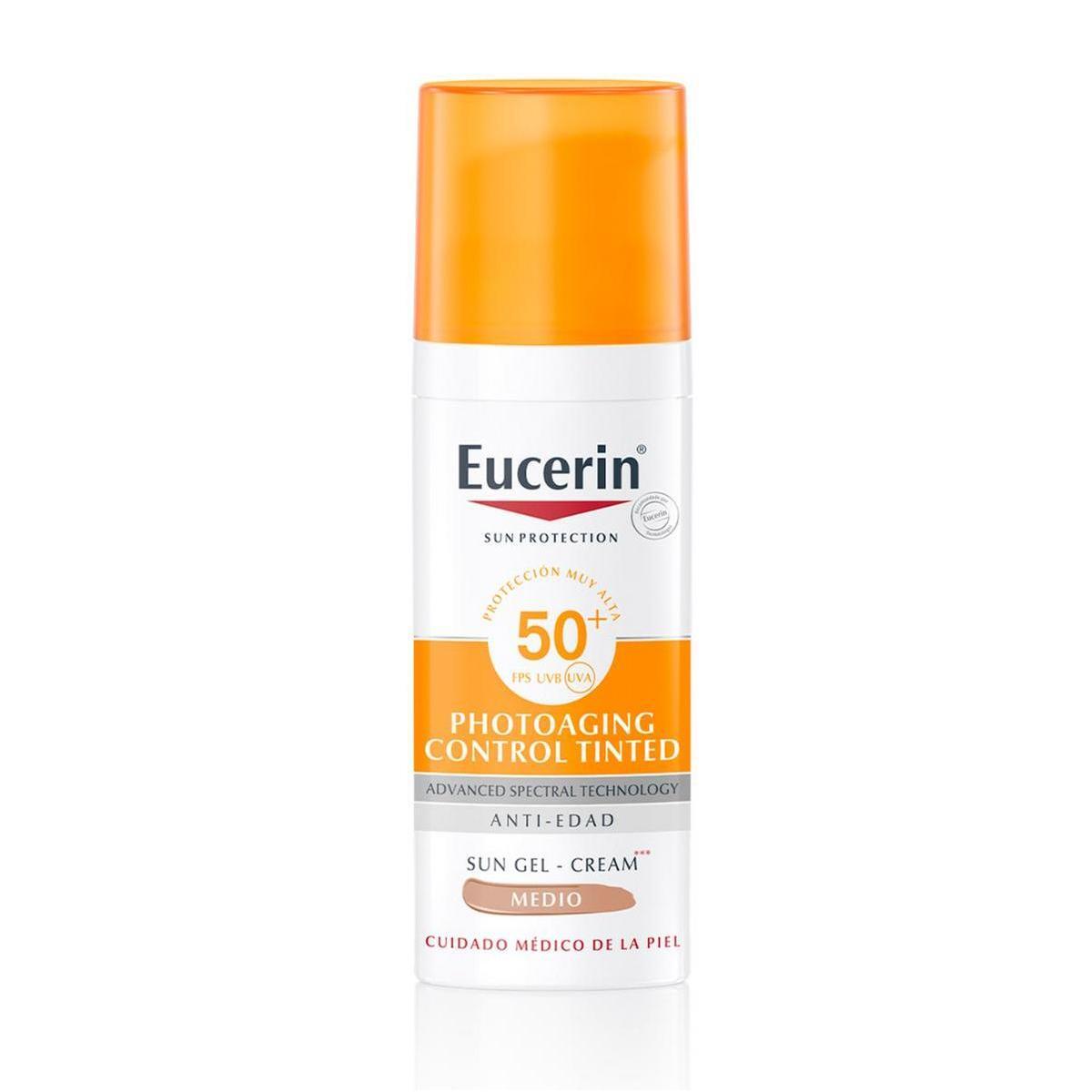Eucerin Solar Facial Photoaging Control Fluido FPS 50+ con color tono medio 50ml
