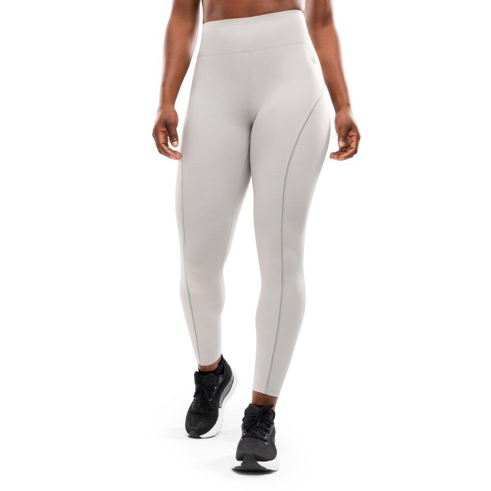 Damskie długie legginsy do biegania Fitness Siroko Lume Light Gray
