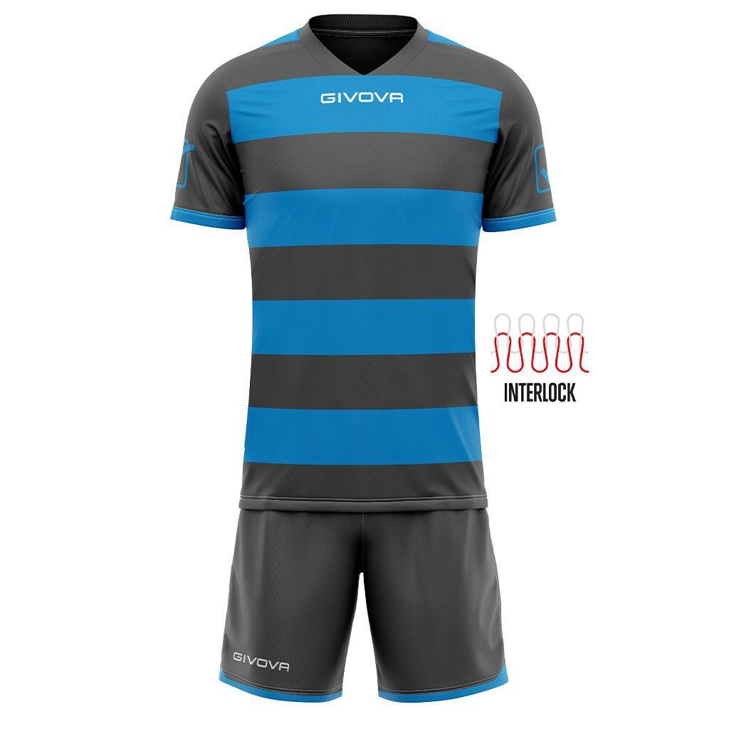 Zestaw Rugby Givova XL - Szary/Turkusowy Oddychający i Trwały