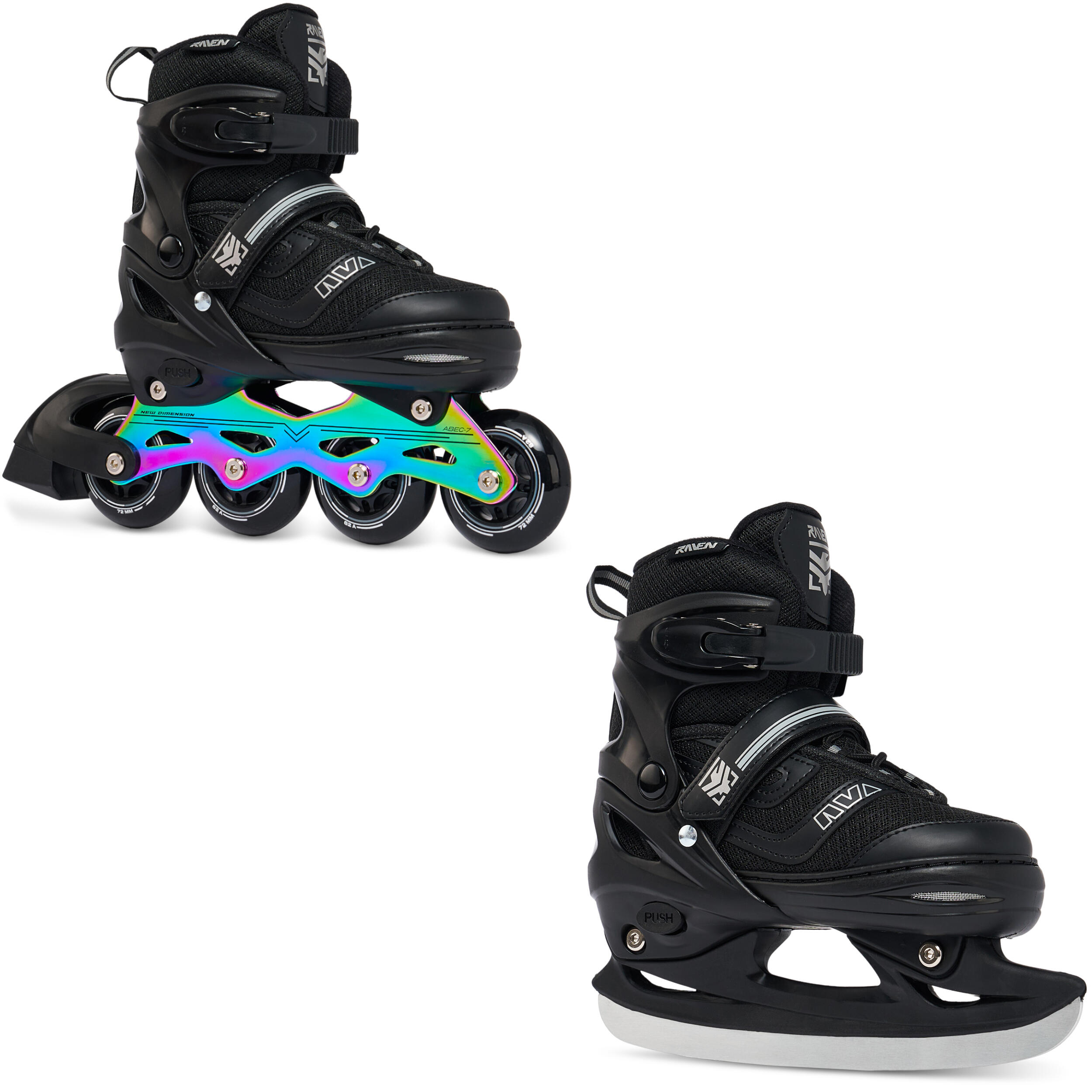 Rolki Łyżwy Hokejowe Regulowane 2w1 Raven Drill