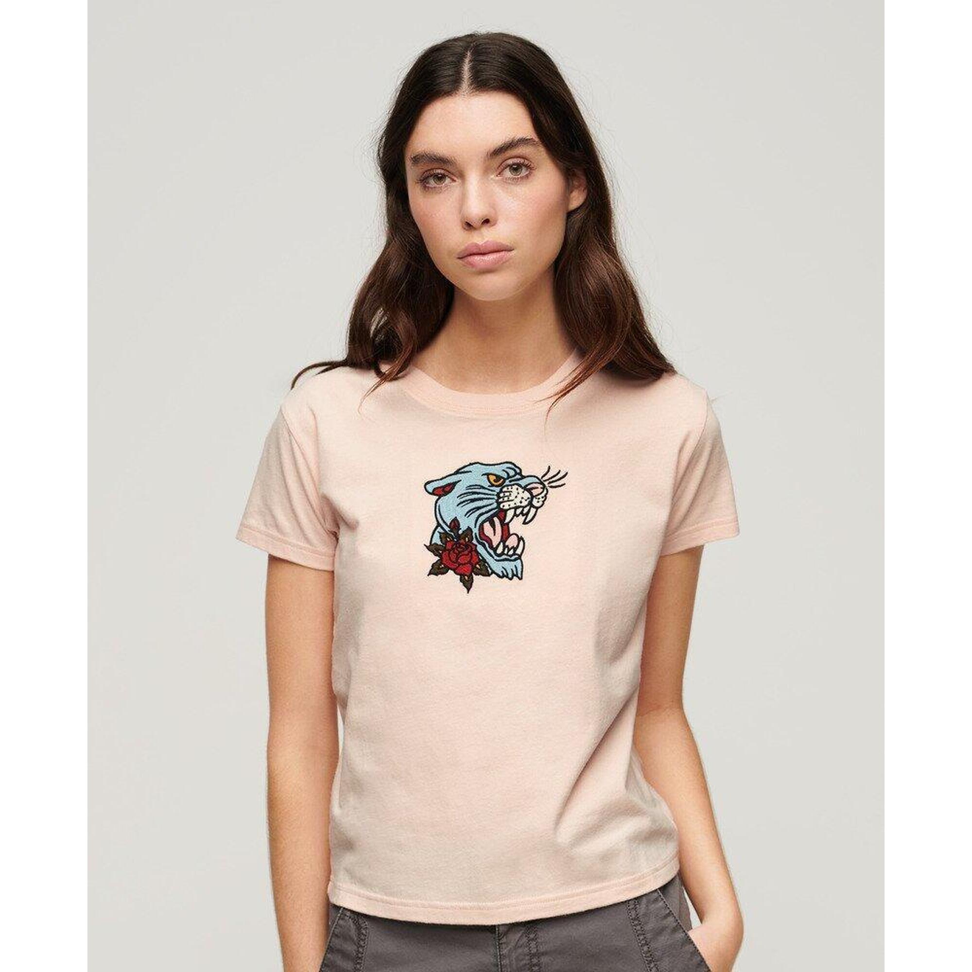 Koszulka dopasowana z haftem tatuażu