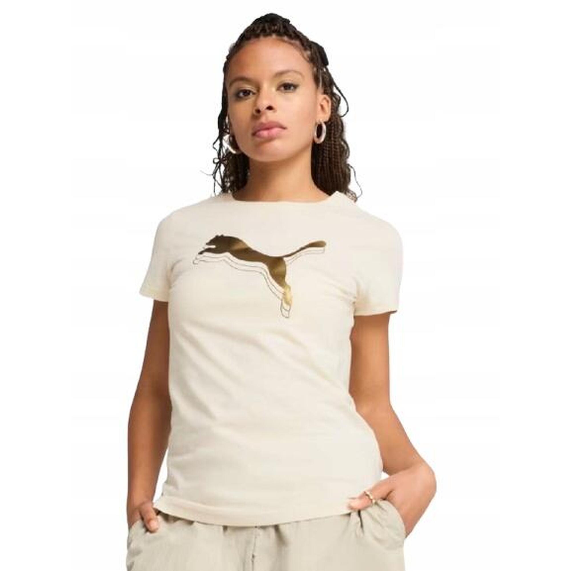 KOSZULKA damska PUMA Essentials Metallic bawełna 684995-87 beżowa S