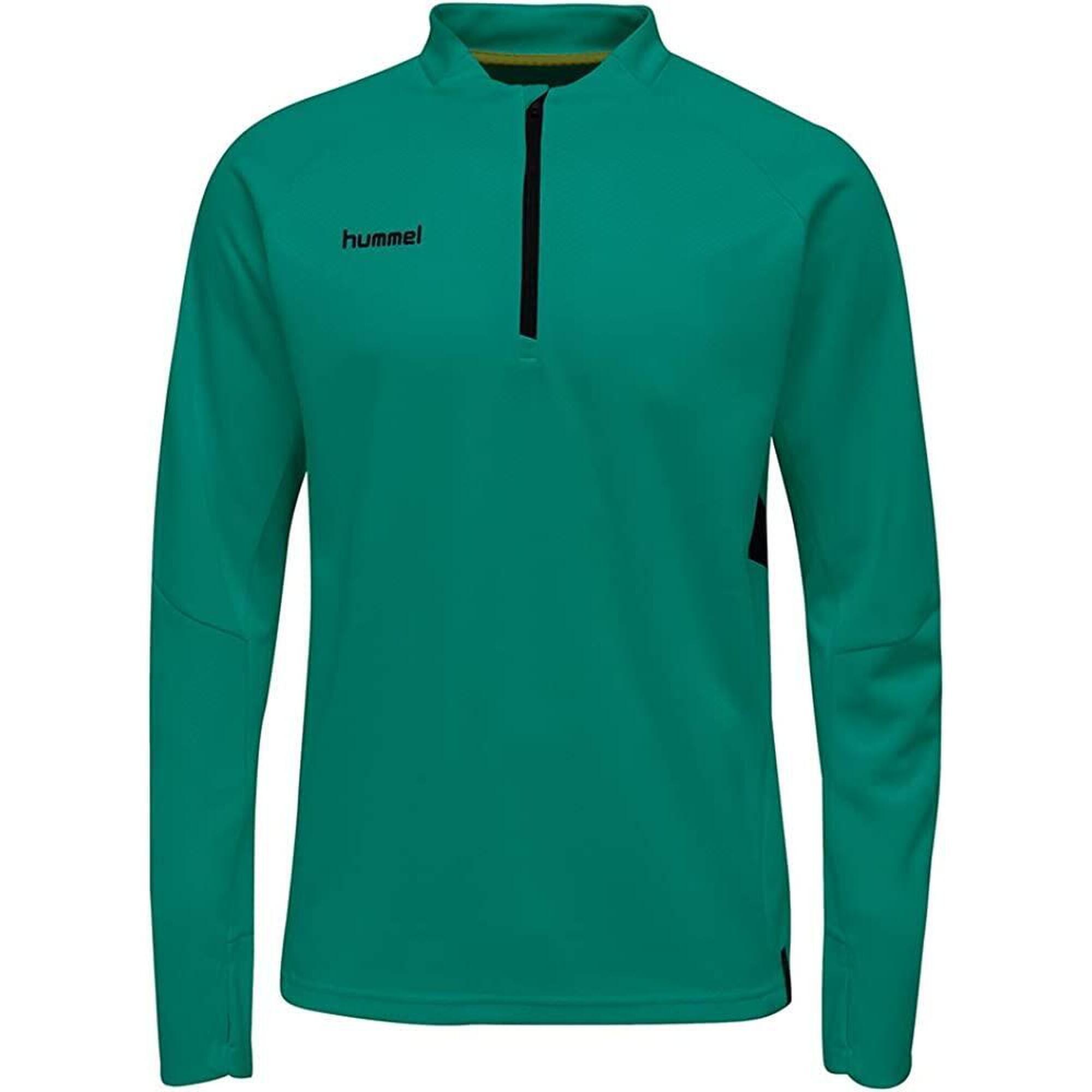 Hummel Tech Move Bluza męska 1/4 zip z kapturem, zielona, L