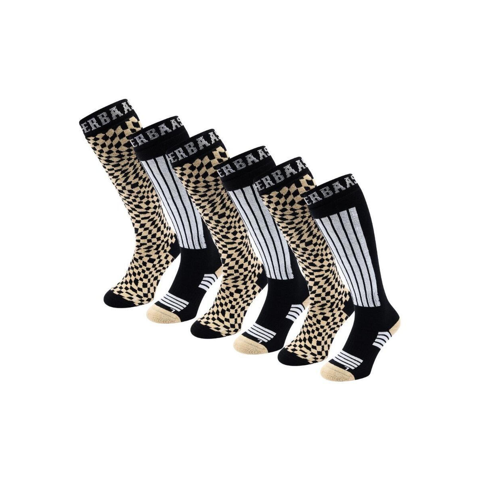 Skarpety narciarskie - Unisex - 6 par - Ciepły piasek