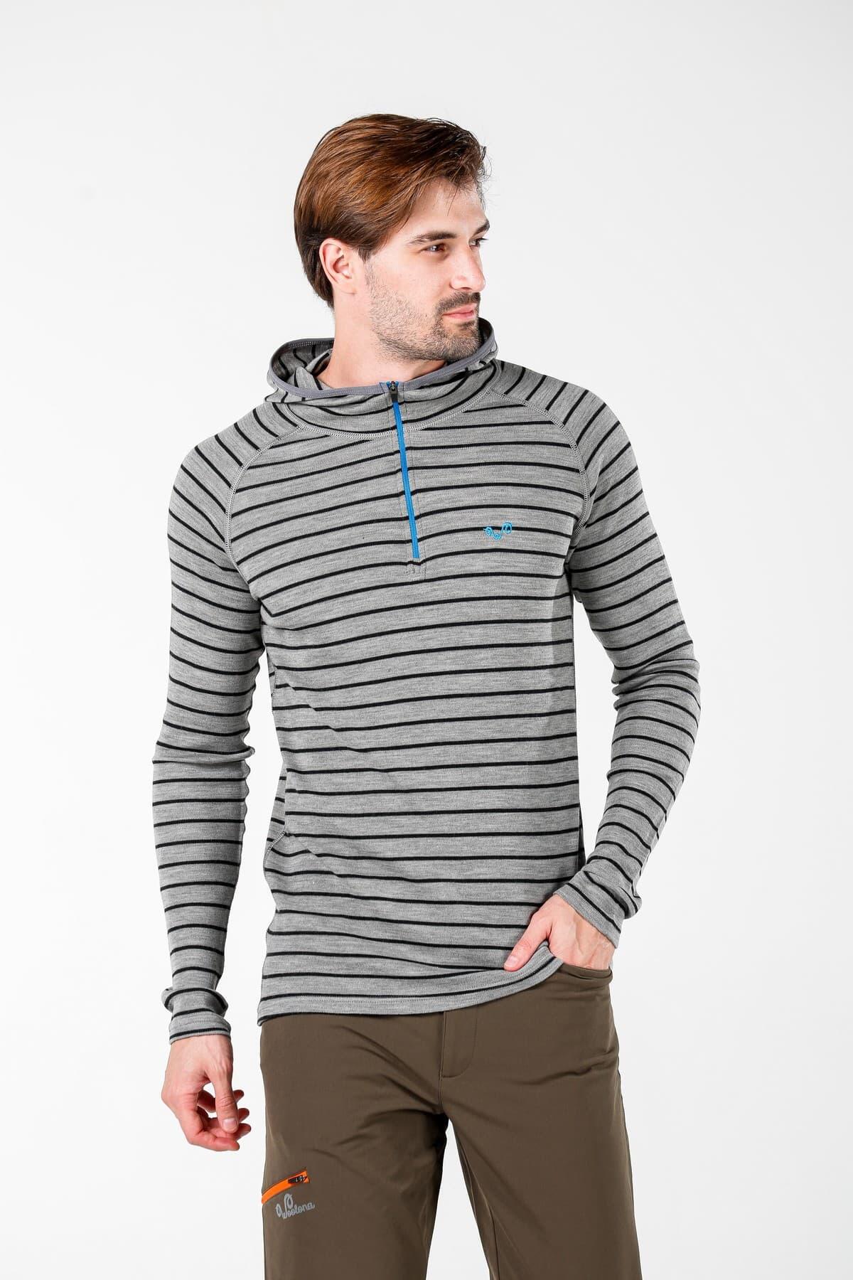 Bluza Turystyczna Męska Termoaktywna Woolona 100% Merino Thor z Kapturem