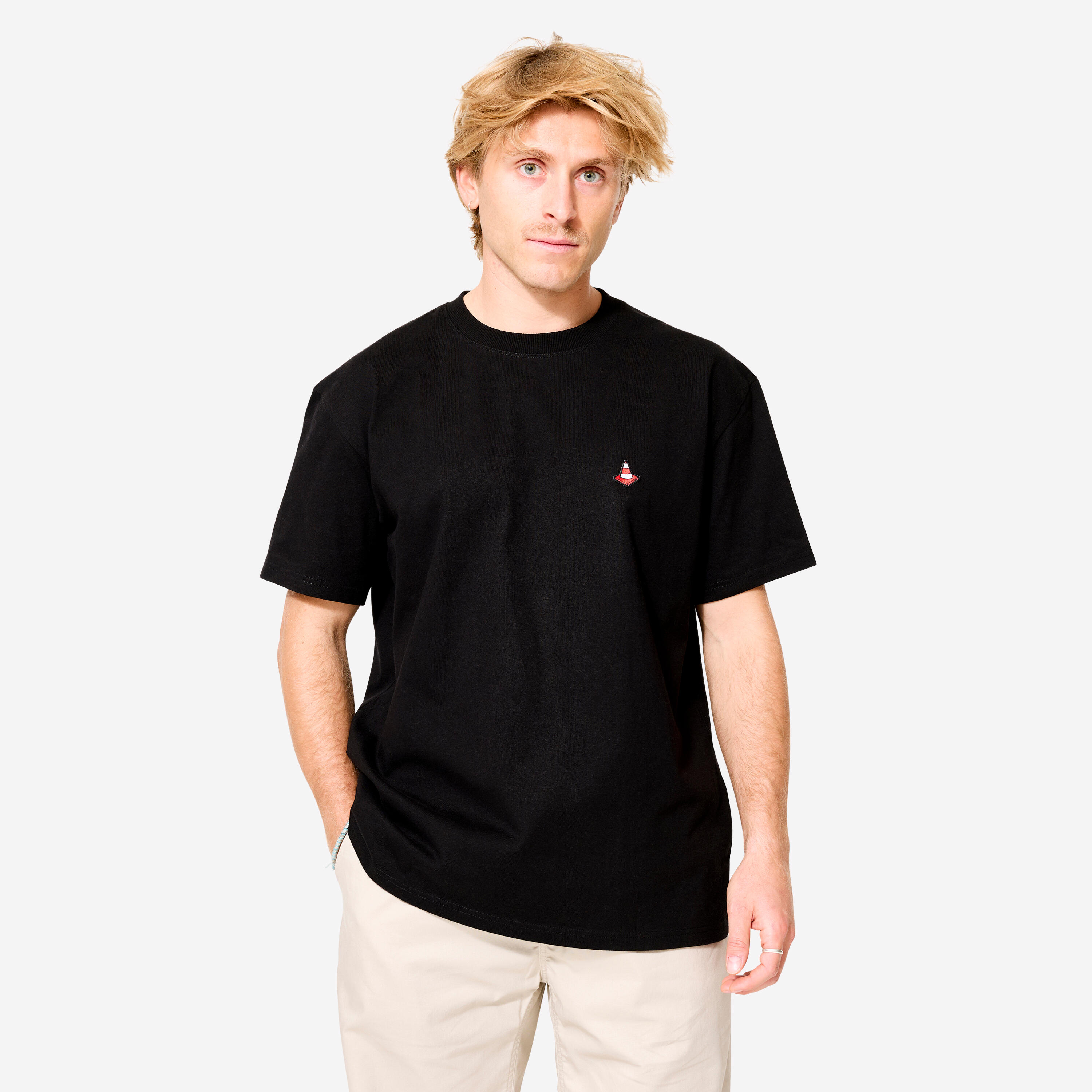 T-shirt z krótkimi rękawami na deskorolkę TS500 Trafic czarny