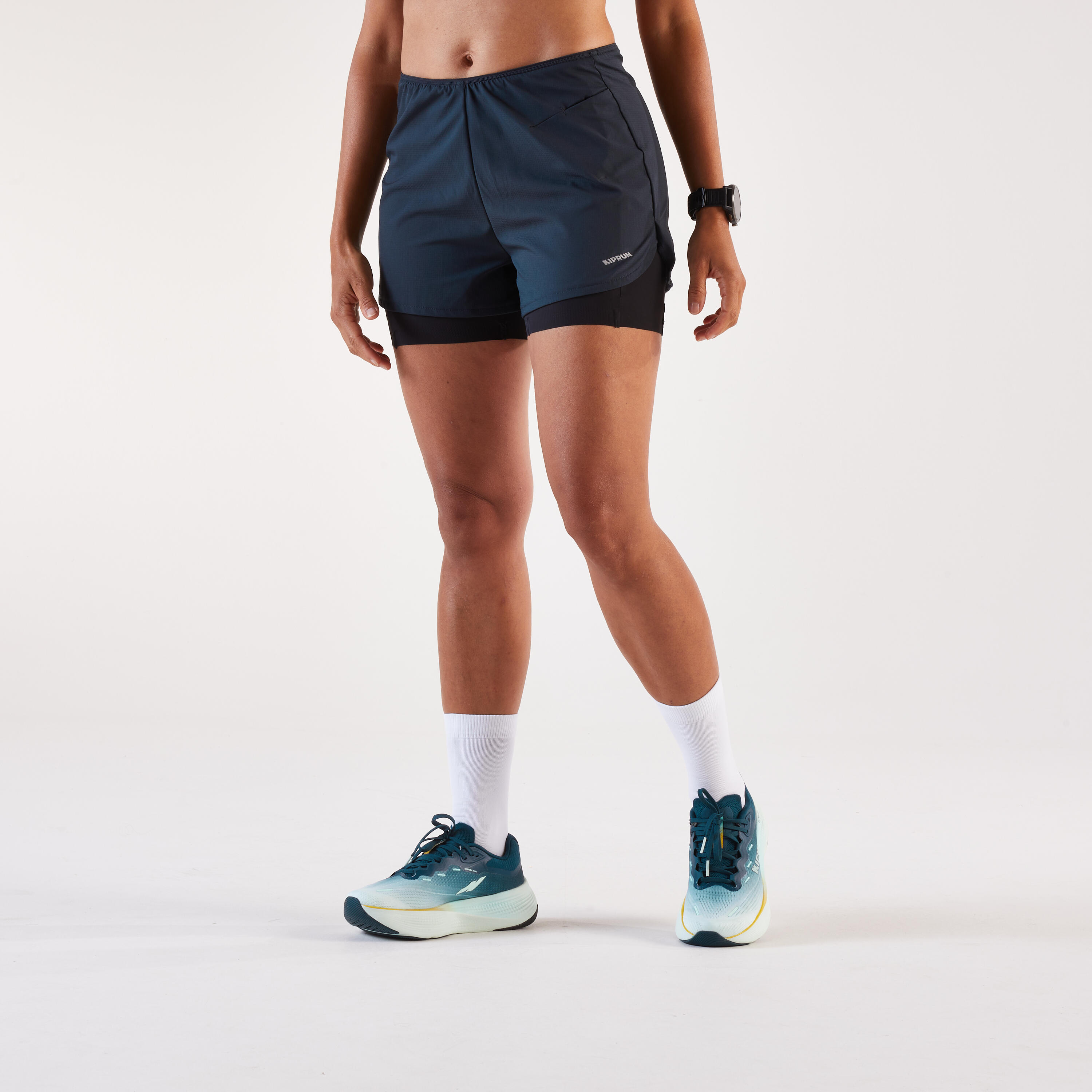 Spodenki do biegania damskie Kiprun 2w1 Run 500 Comfort