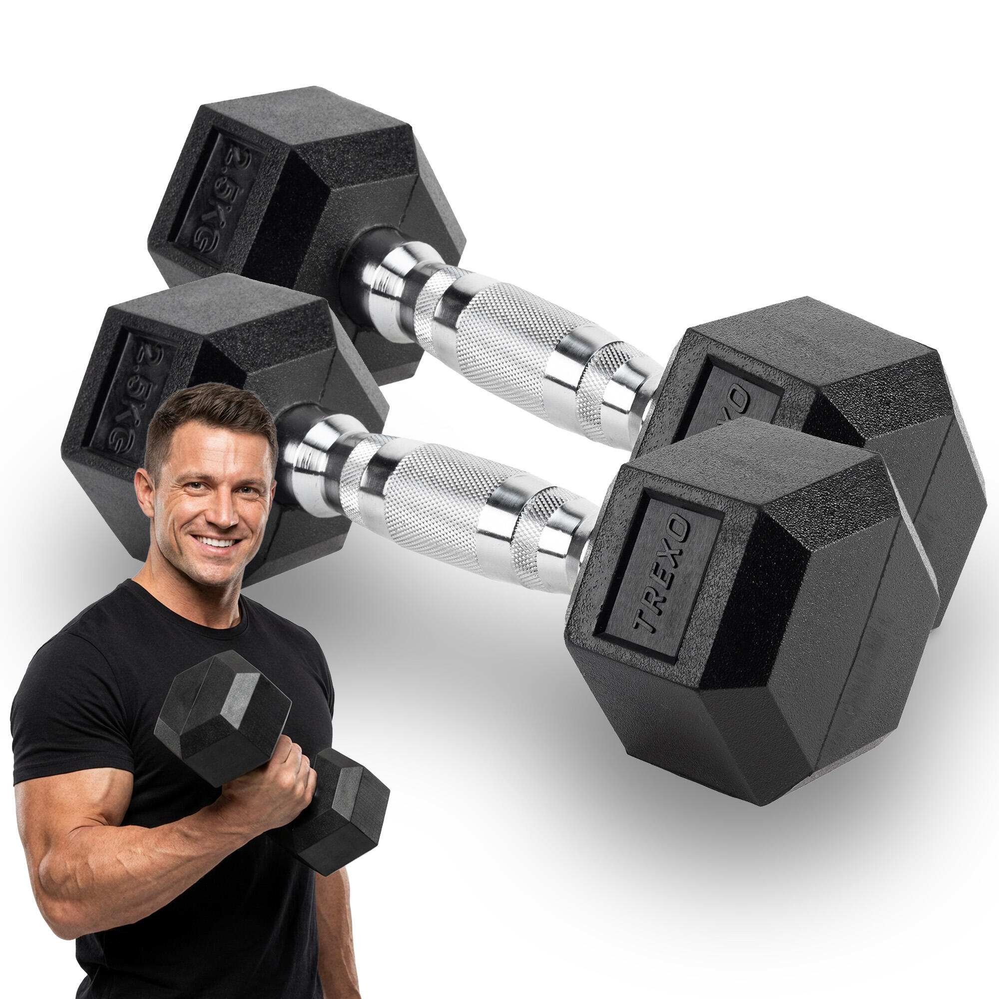 Hantel ogumowany XTREXO Hex 2.5 kg