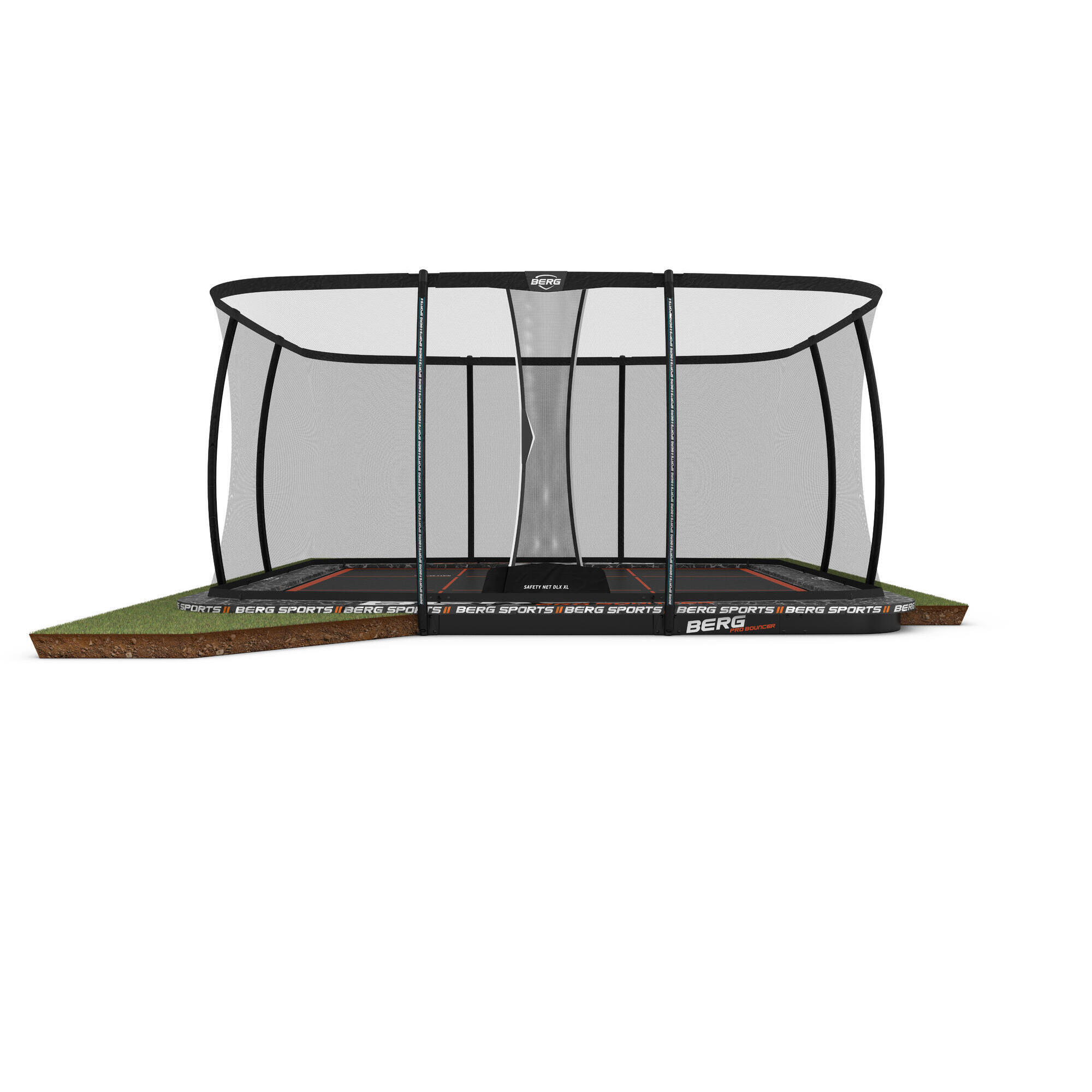 Trampolina + Siatka zabezpieczająca XL BERG Ultim Pro Bouncer Flatground 500x500