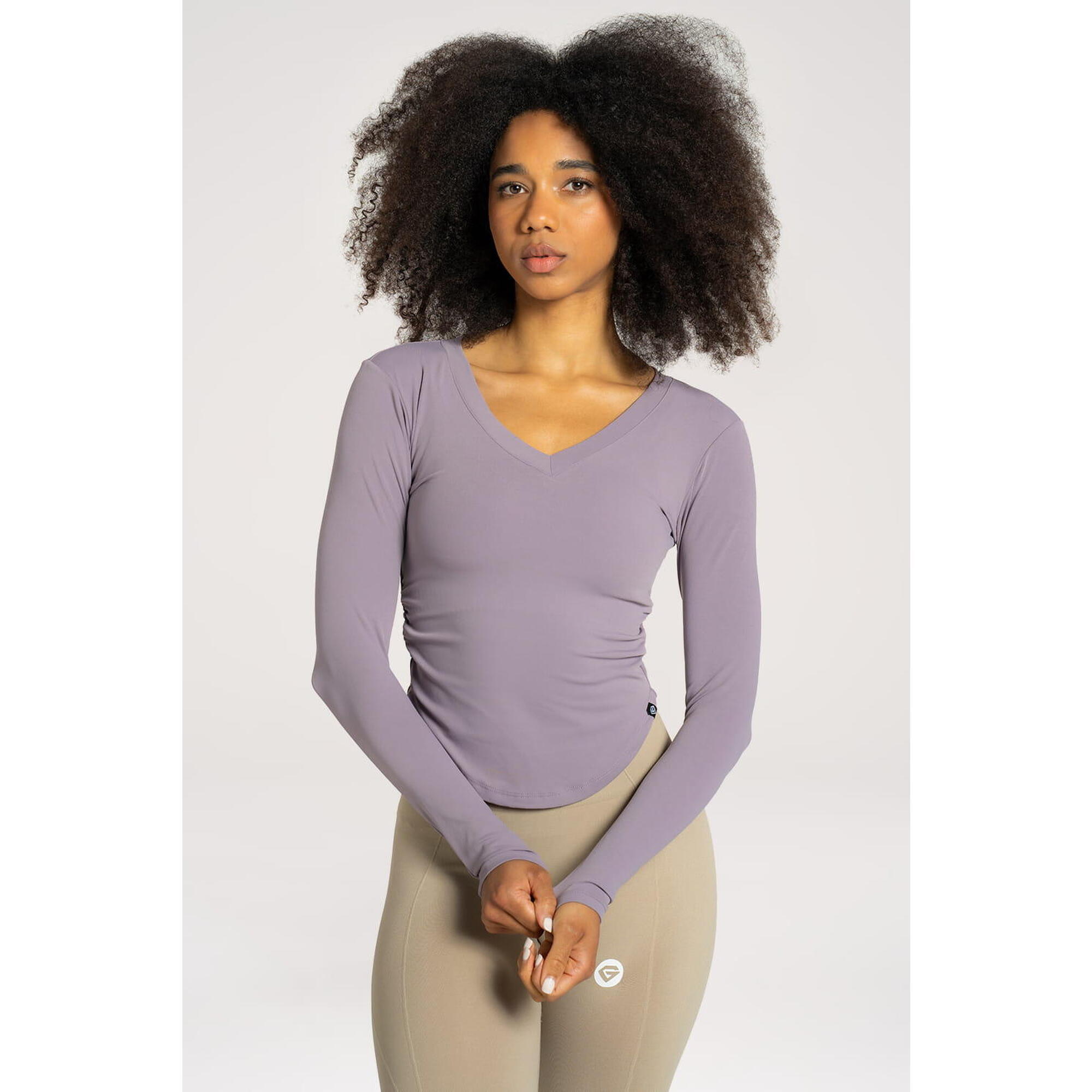 Koszulka fitness damska Gym Glamour wycięta z długimi rękawami