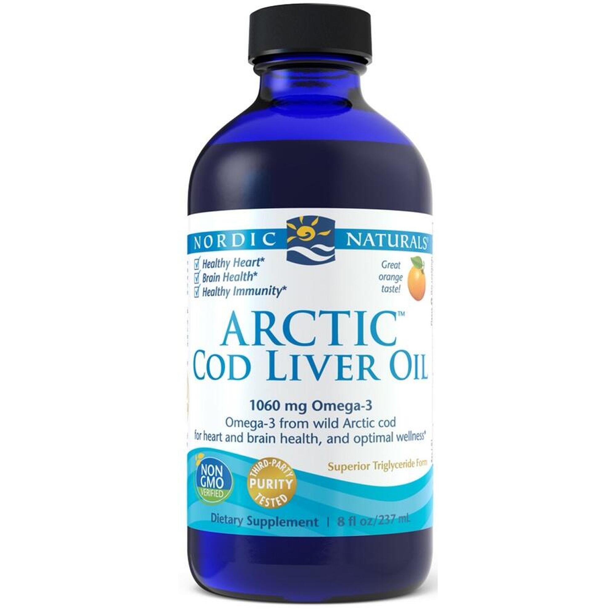 Arctic Cod Liver Tran Nordic Naturals 1050mg Omega Pomarańcza 237 ml
