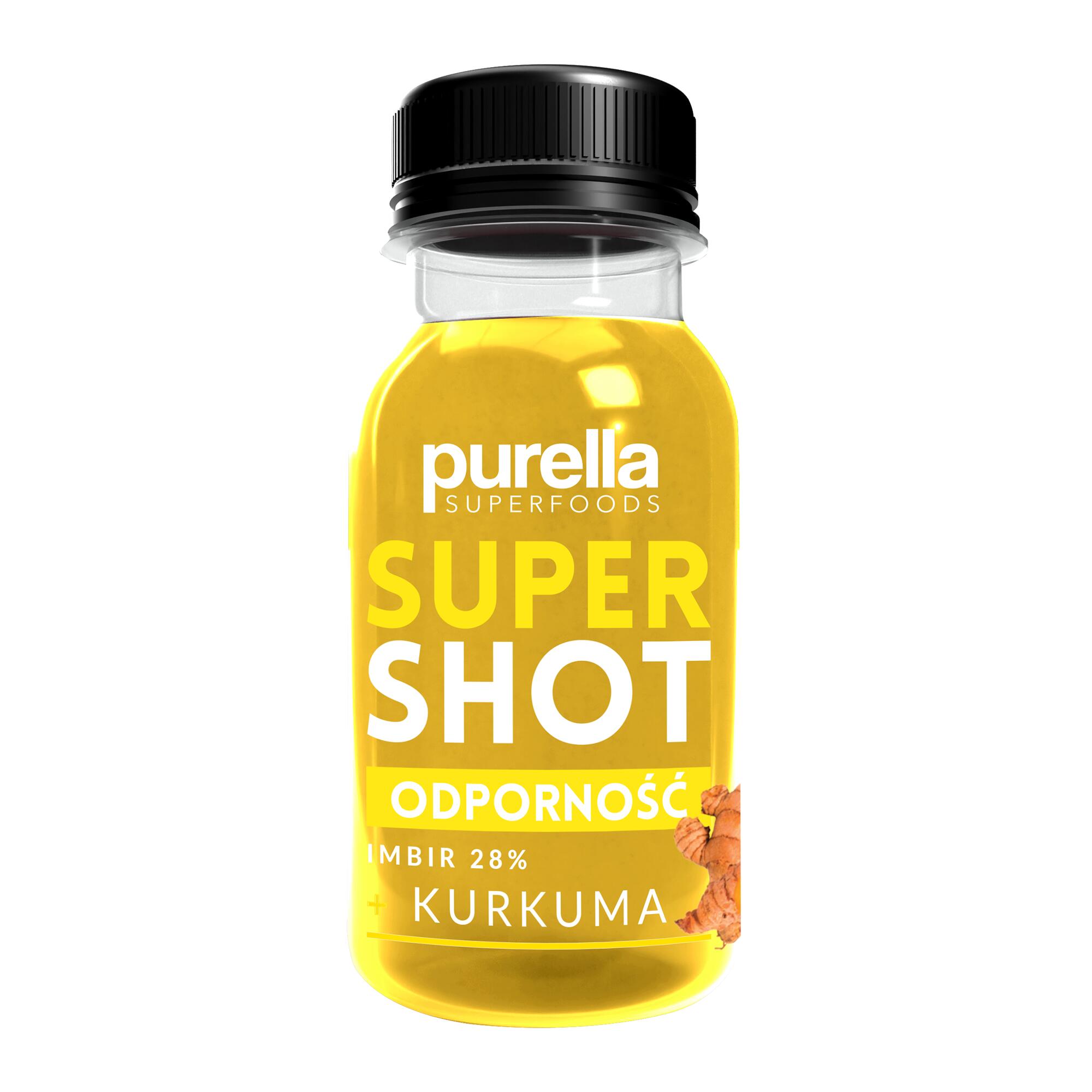 Purella SuperShot Odporność 100ml. Napój niegazowany imbir + kurkuma.