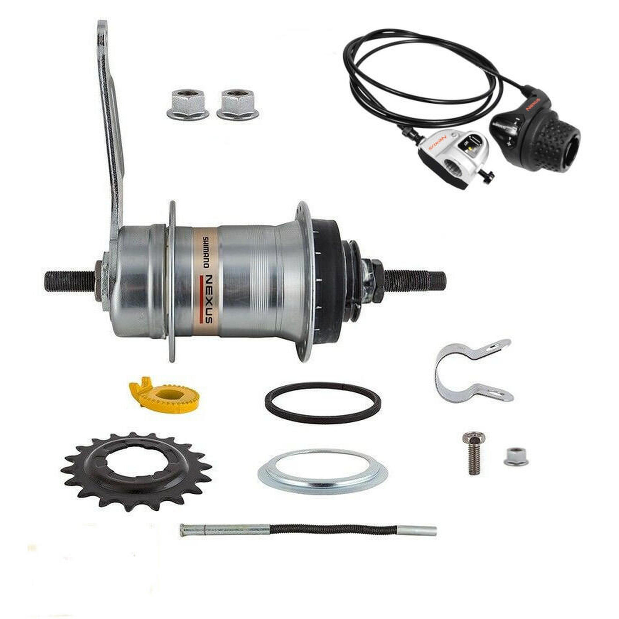 Piasta rowerowa SHIMANO Nexus 3 (komplet dźwignia, komponenty, obejma, zębatka)