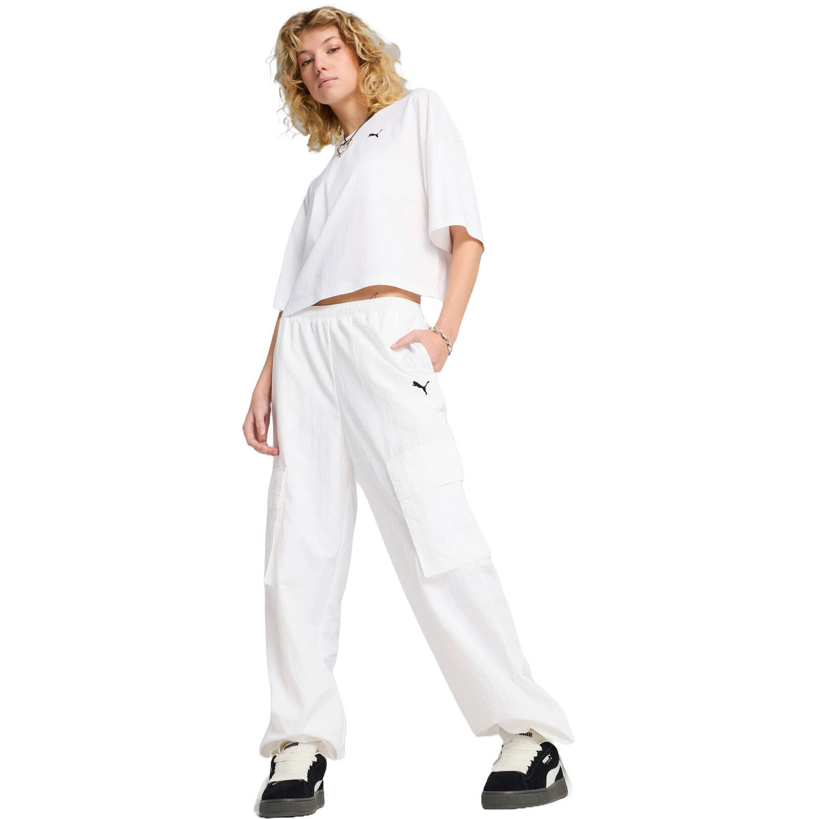 Koszulka damskie Puma Wardrobe Ess Oversized Short Tee Bl