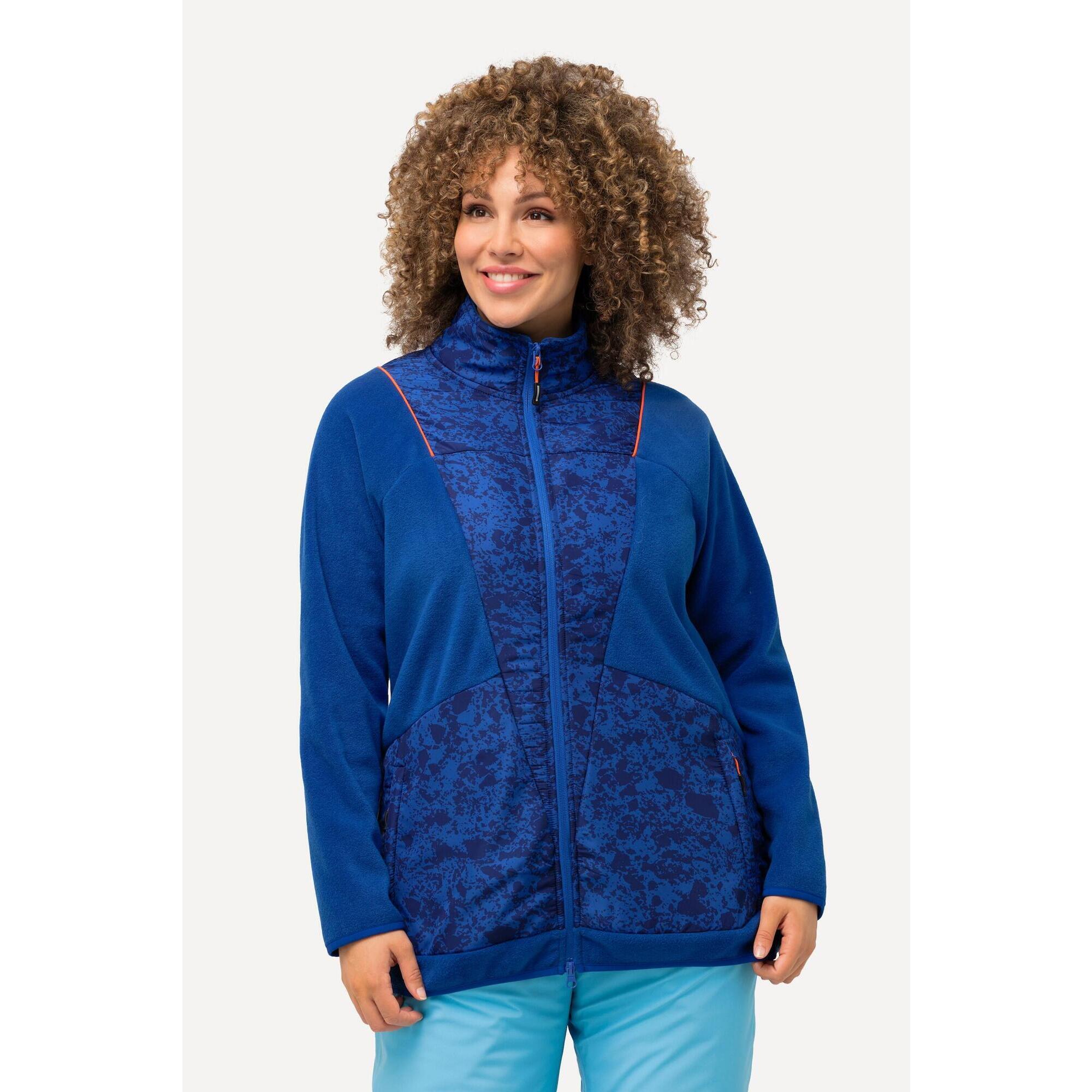 Damskie Kurtka polarowa kolorowe lamówki stójka 2-kierunkowy zamek błyskawiczny