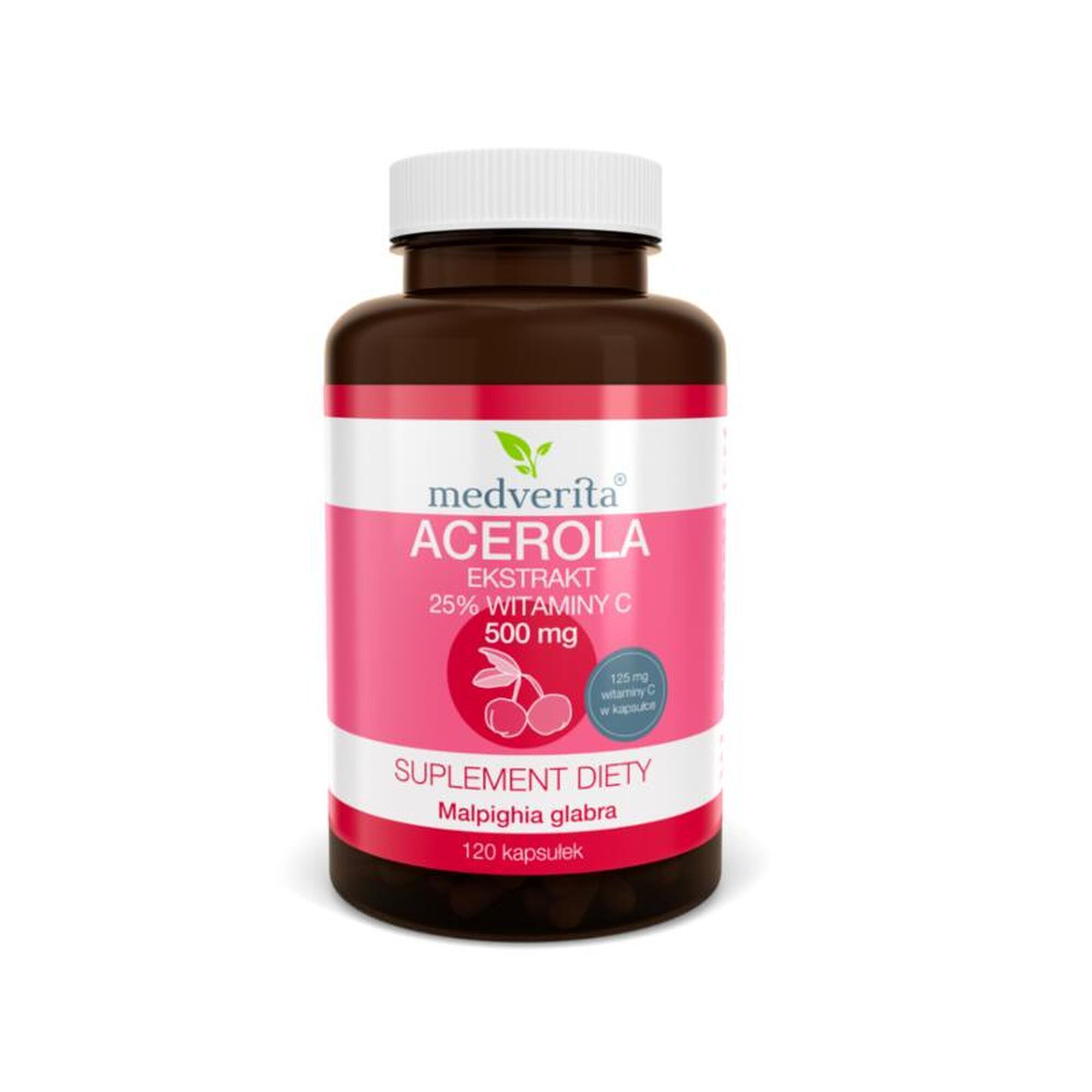 Acerola 25% ekstrakt 500mg MEDVERITA 120 kaps