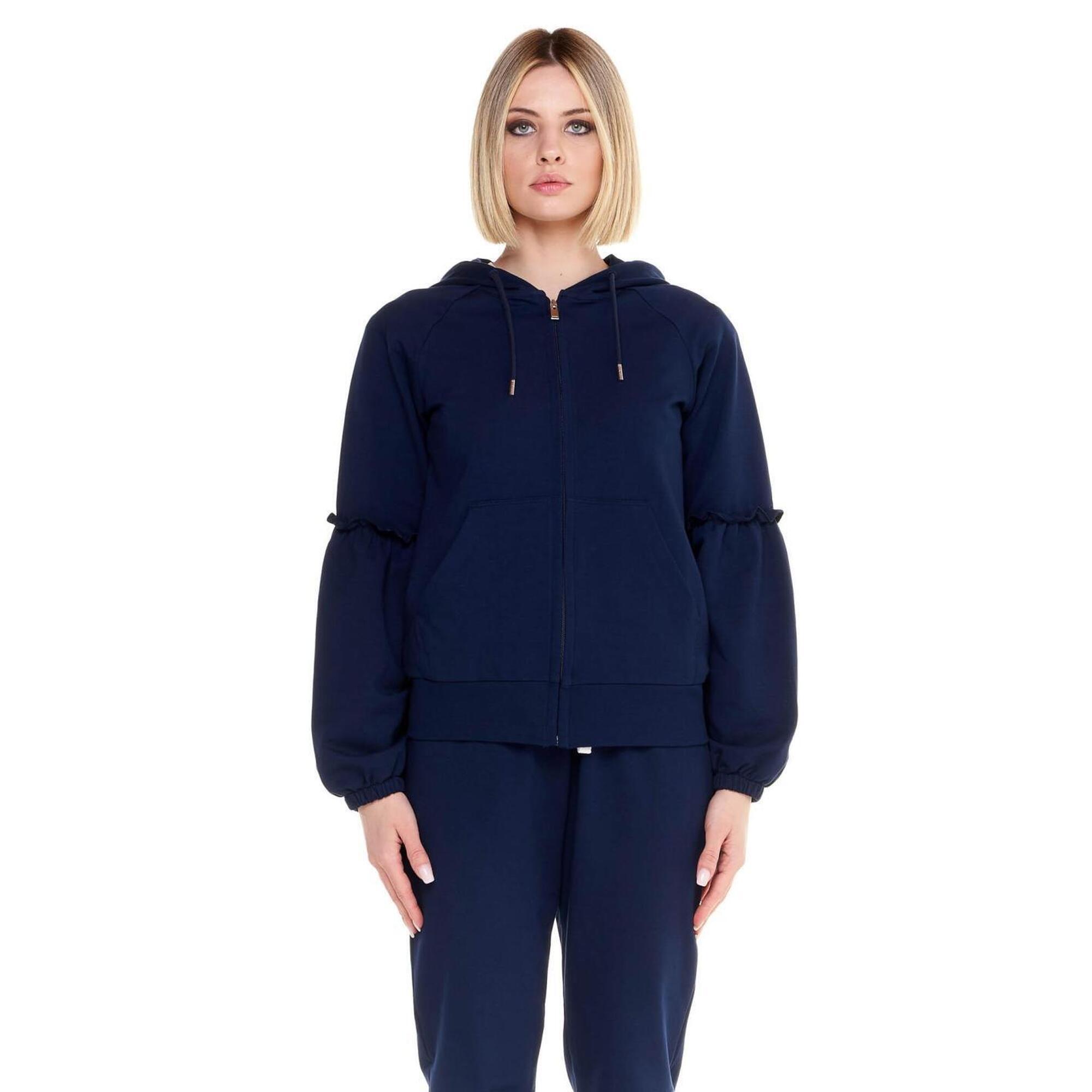 Błyszcząca damska bluza z kapturem zapinana na zamek