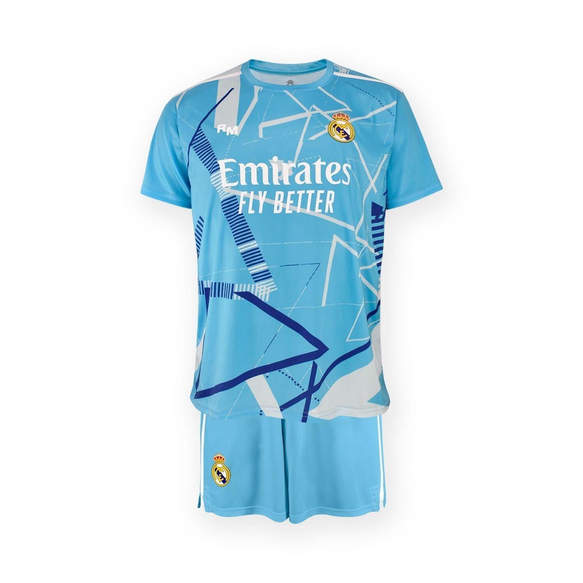 Niesamowity, jasnoniebieski dziecięcy zestaw koszulek bramkarskich Realu Madryt