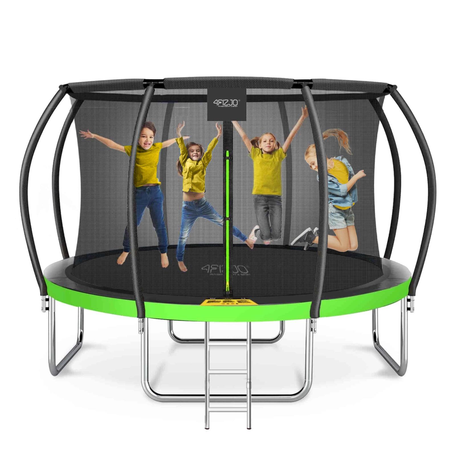 Trampolina ogrodowa dla dzieci 4FIZJO PRO z siatką ochronną 435cm 14FT zielona