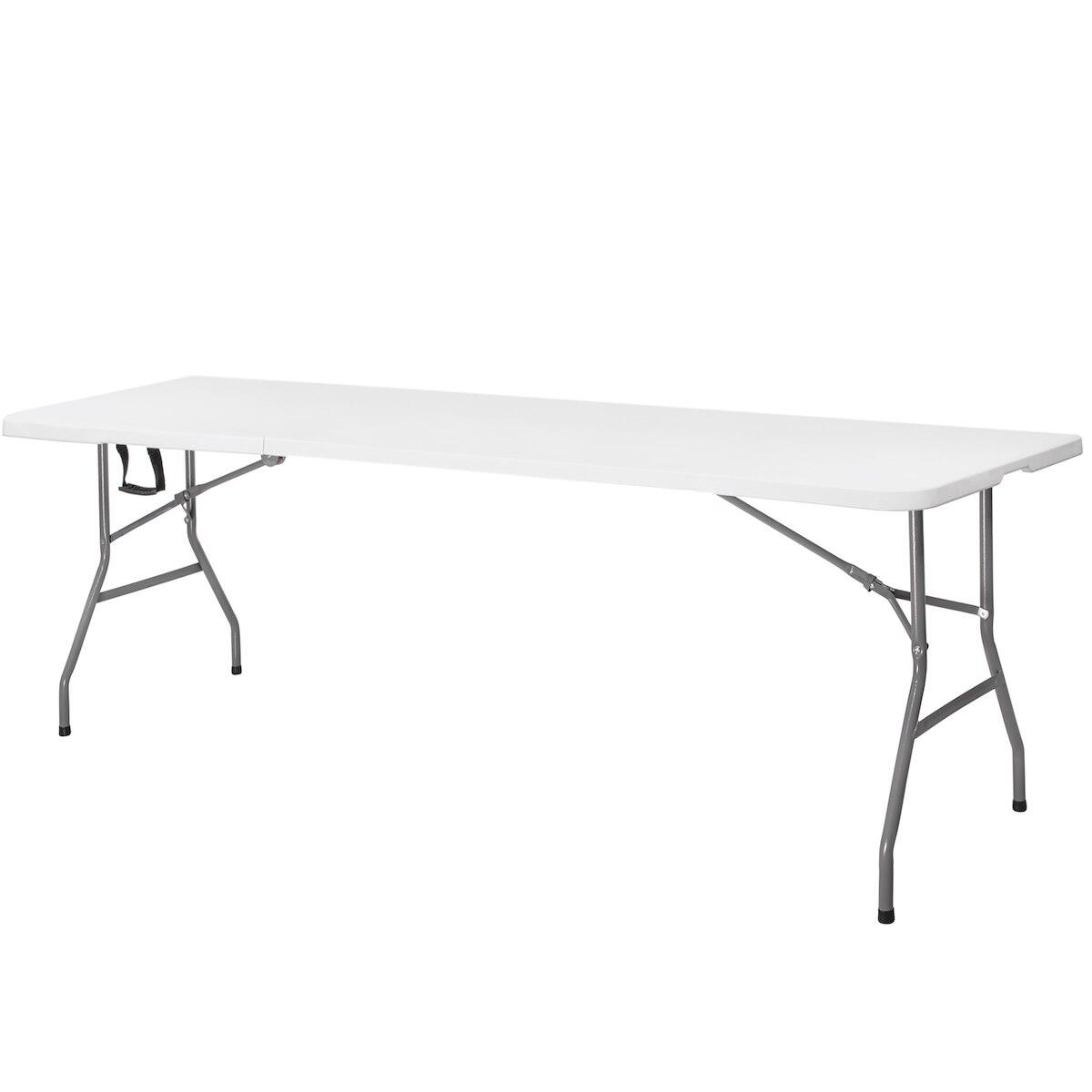 Stół składany turystyczny 240 cm na biwak, kemping stolik walizka biały